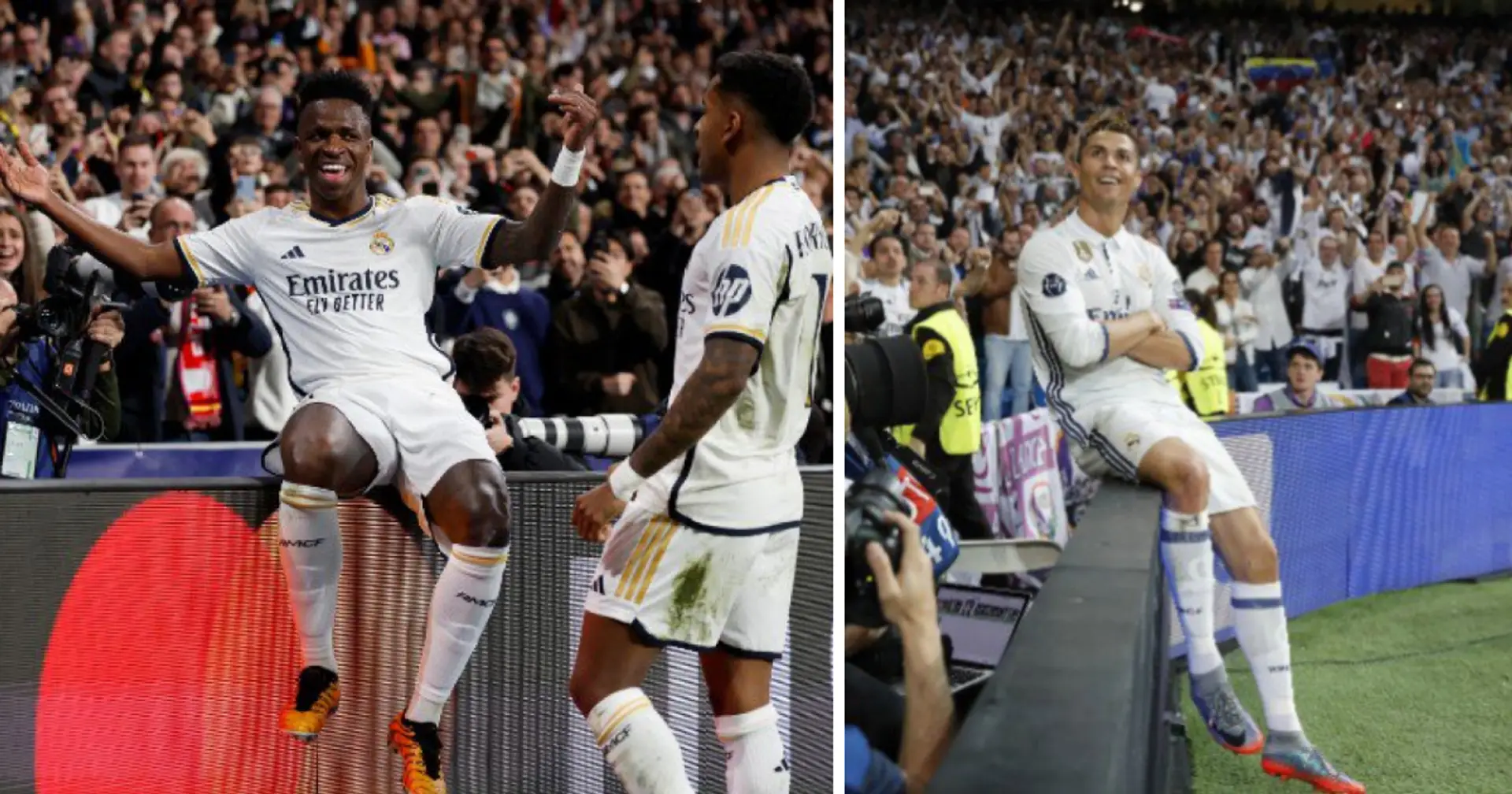 Vinicius ahmte Ronaldos Jubel nach, indem er sich auf das Schild setzte: Vor dem Spiel gegen Leipzig postete er 🐐- Emoji unter den Instagram-Beitrag des Portugiesen