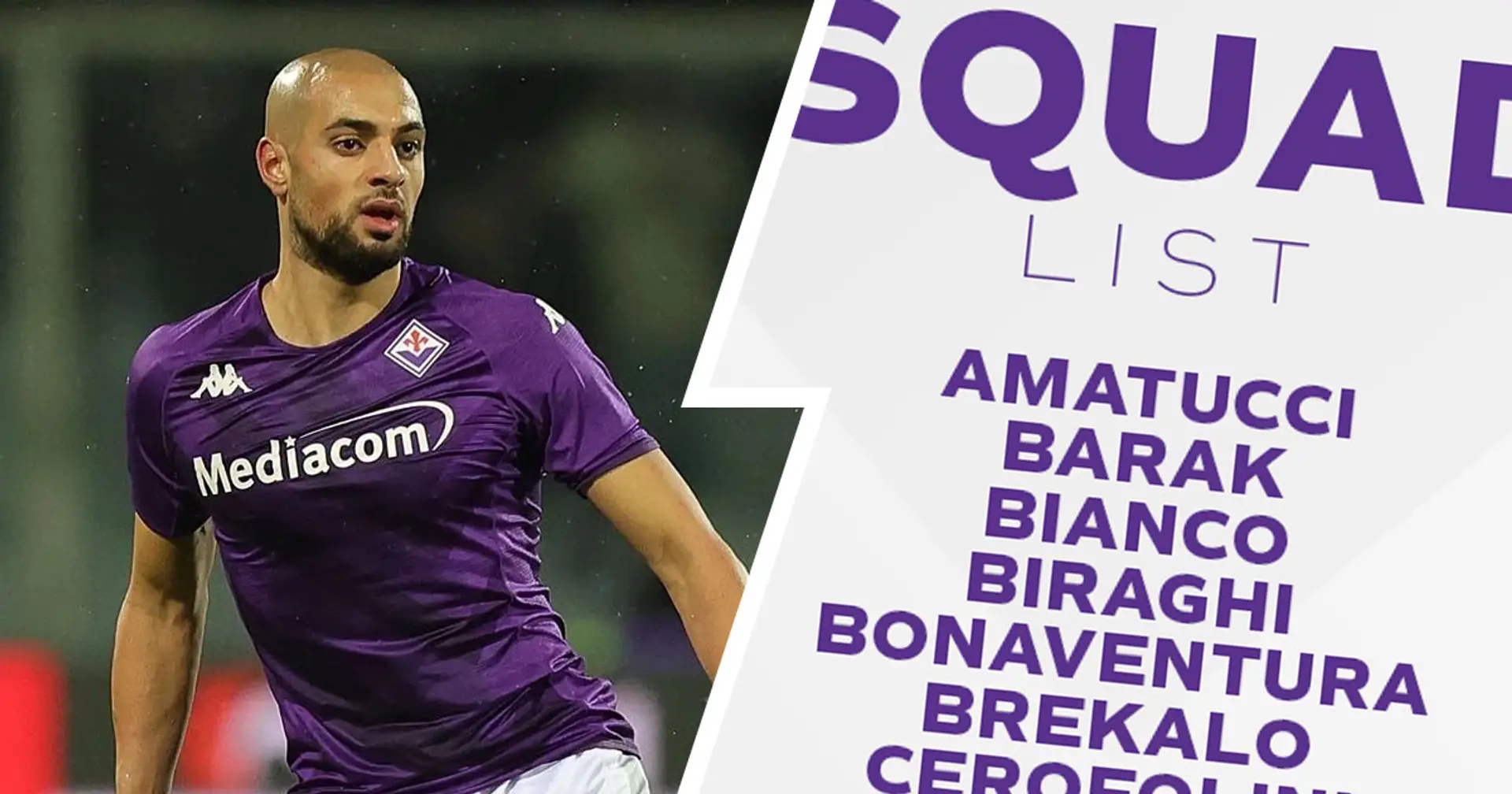 Amrabat out of Fiorentina's matchday squad for tomorrow, player's agents claim Barca move 'still possible'