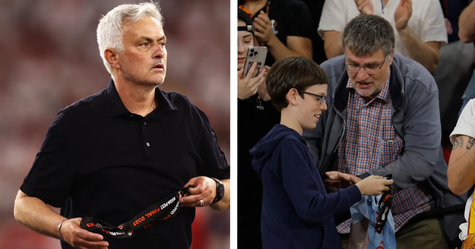 Jose Mourinho chucks his runner-up Europa League medal to bemused kid in the stands - spotted