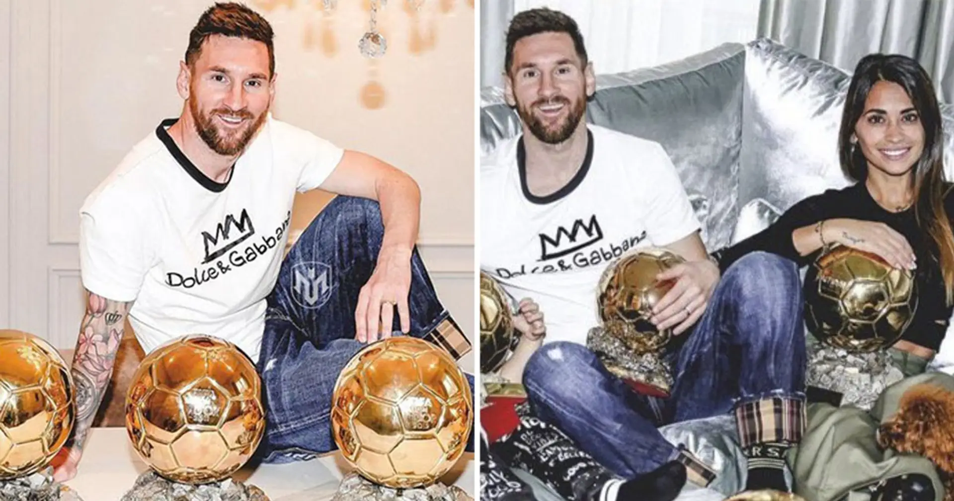 You wanted this: Messi poses with his 7 Ballon d'Ors for the first time