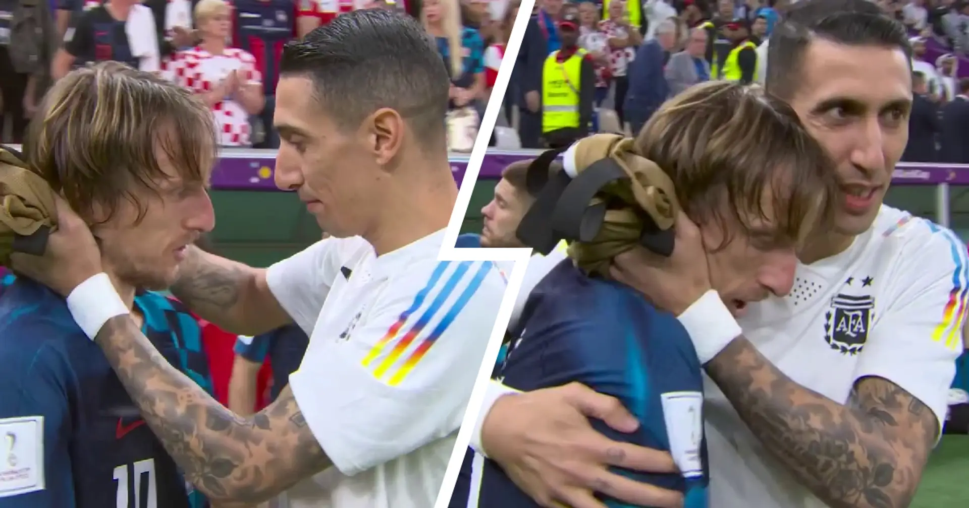 Spotted: Di Maria consoles Modric as Argentina defeats Croatia in World Cup semi-final