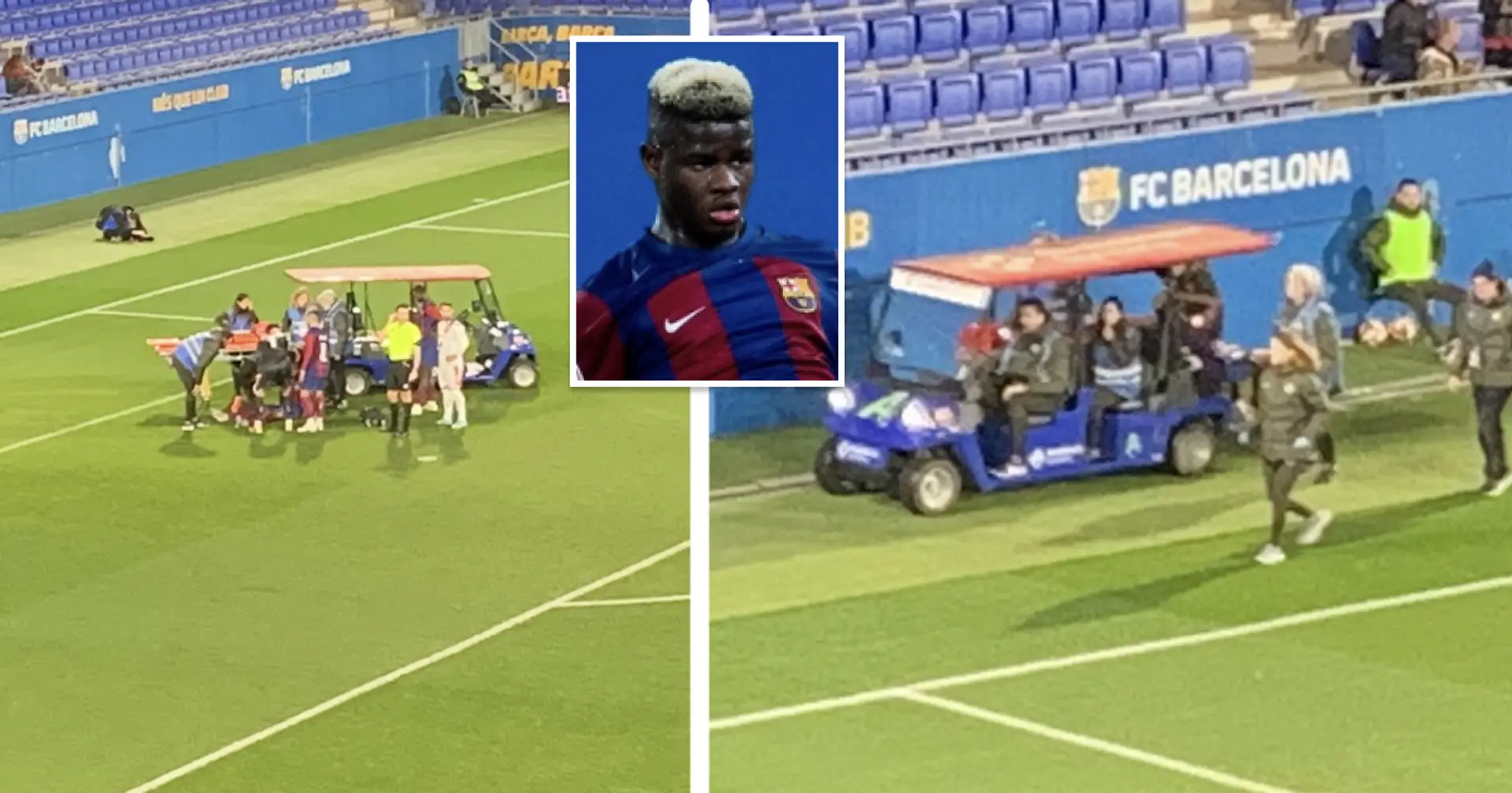 Mikayil 'The Monster' Faye stretchered off after heavy collision in Barca Atletic clash