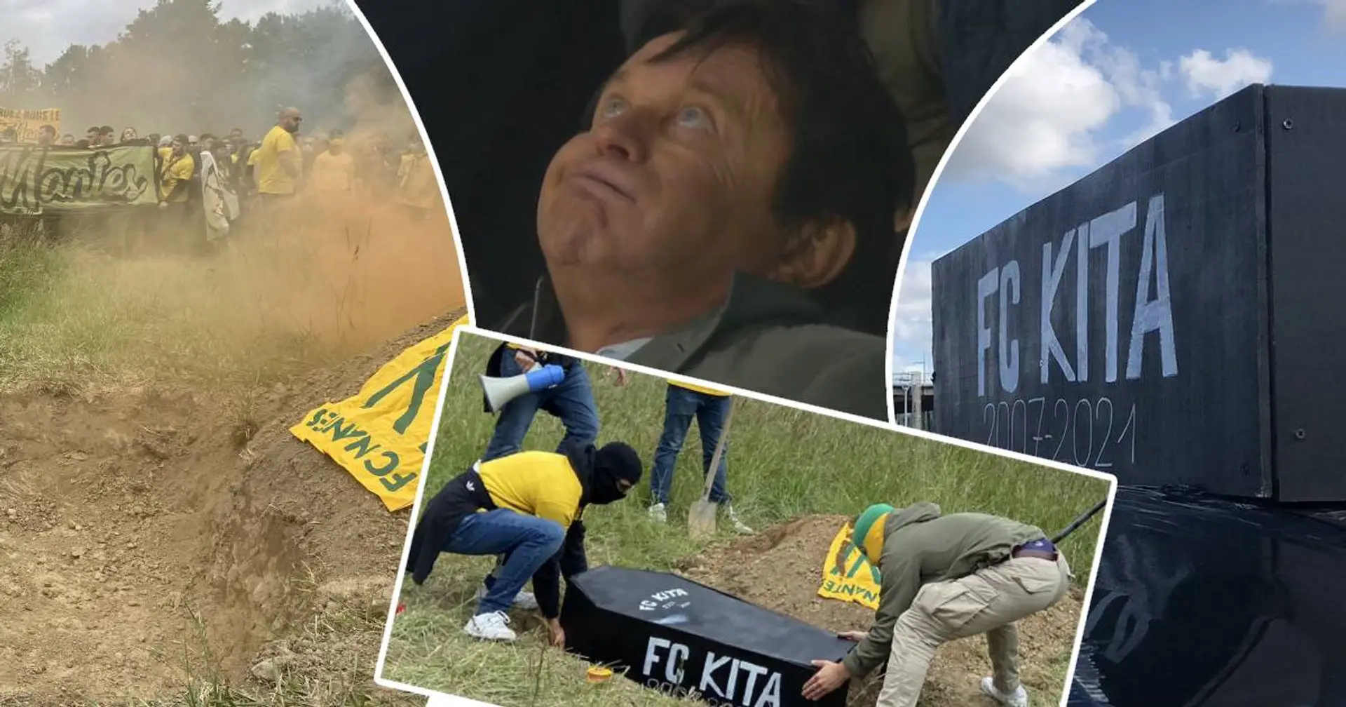 Un cercueil et un enterrement: des supporters frustés du FC  Nantes simulent l'enterrement du Président du club Waldemar Kita