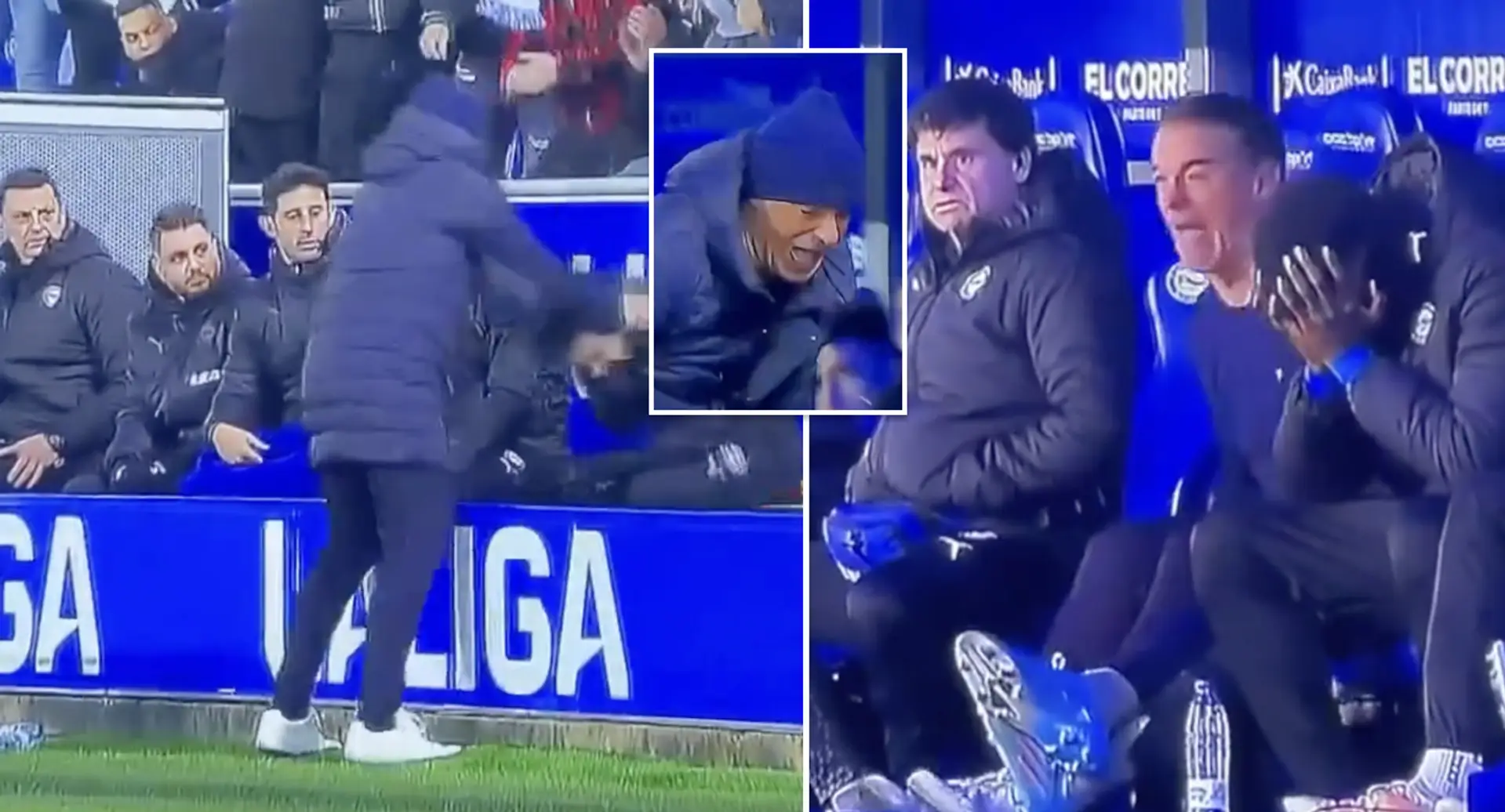 Visto: el entrenador del Alavés se vuelve completamente loco tras el gol de Lucas
