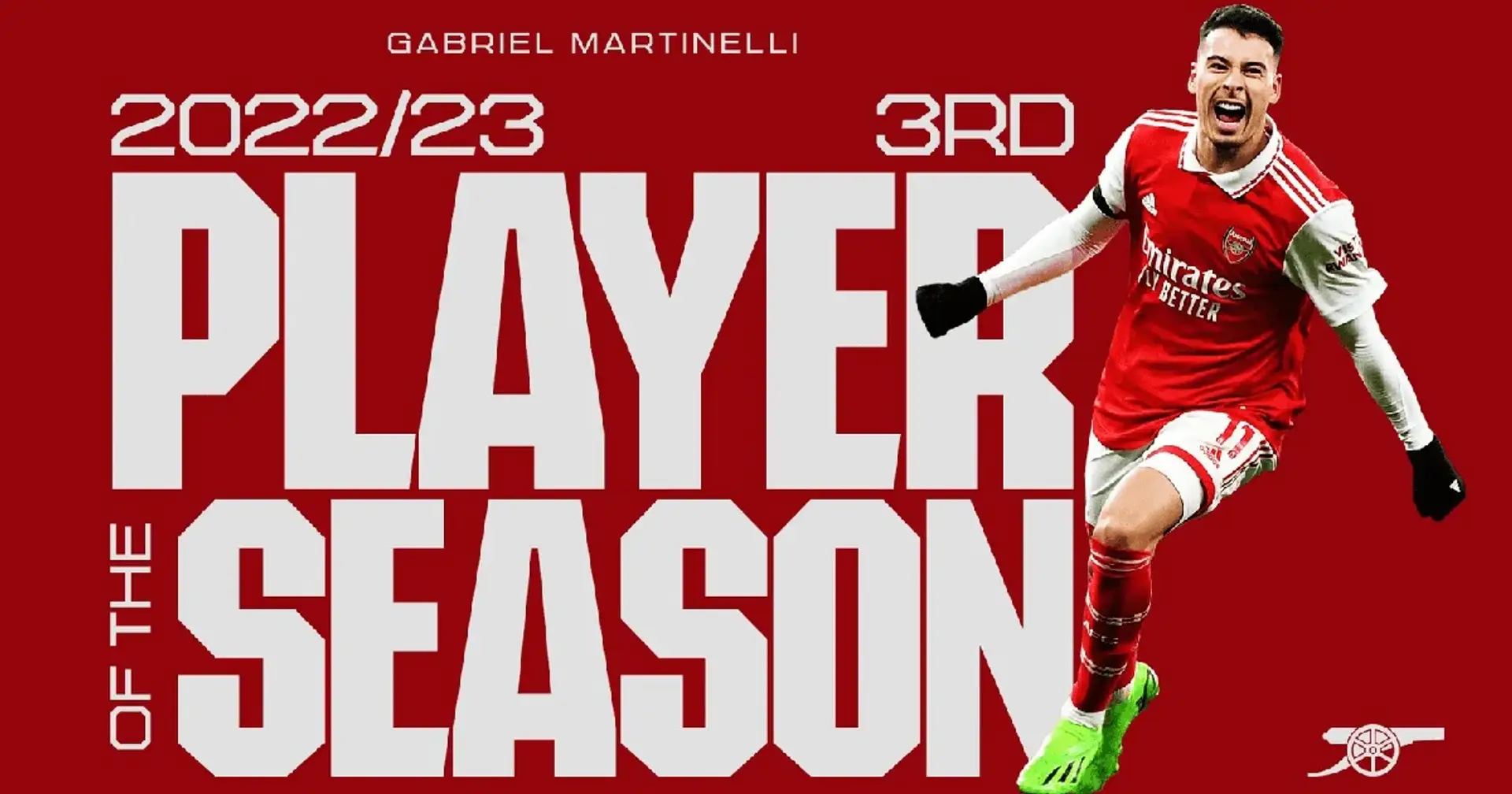 OFFICIAL: Martinelli finishes third in Arsenal's Player of the Season ranking