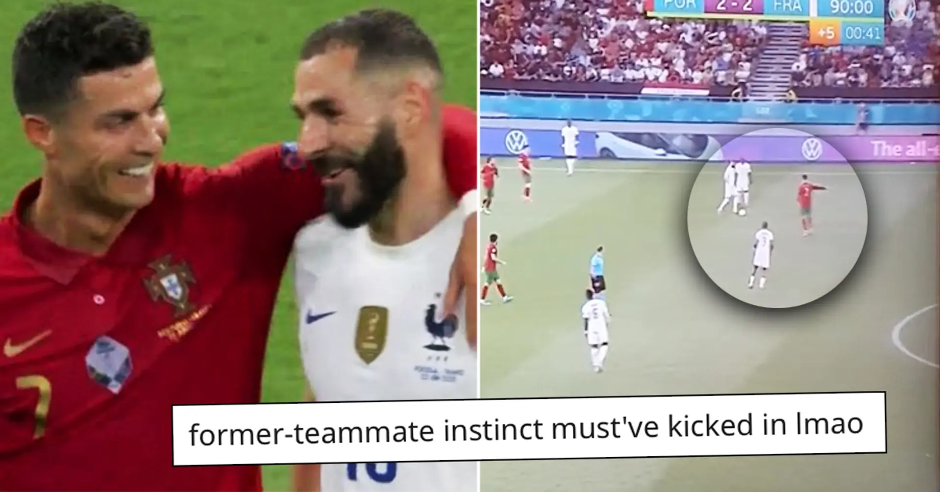 Cristiano Ronaldo caught on camera instructing Benzema where to pass the ball during match