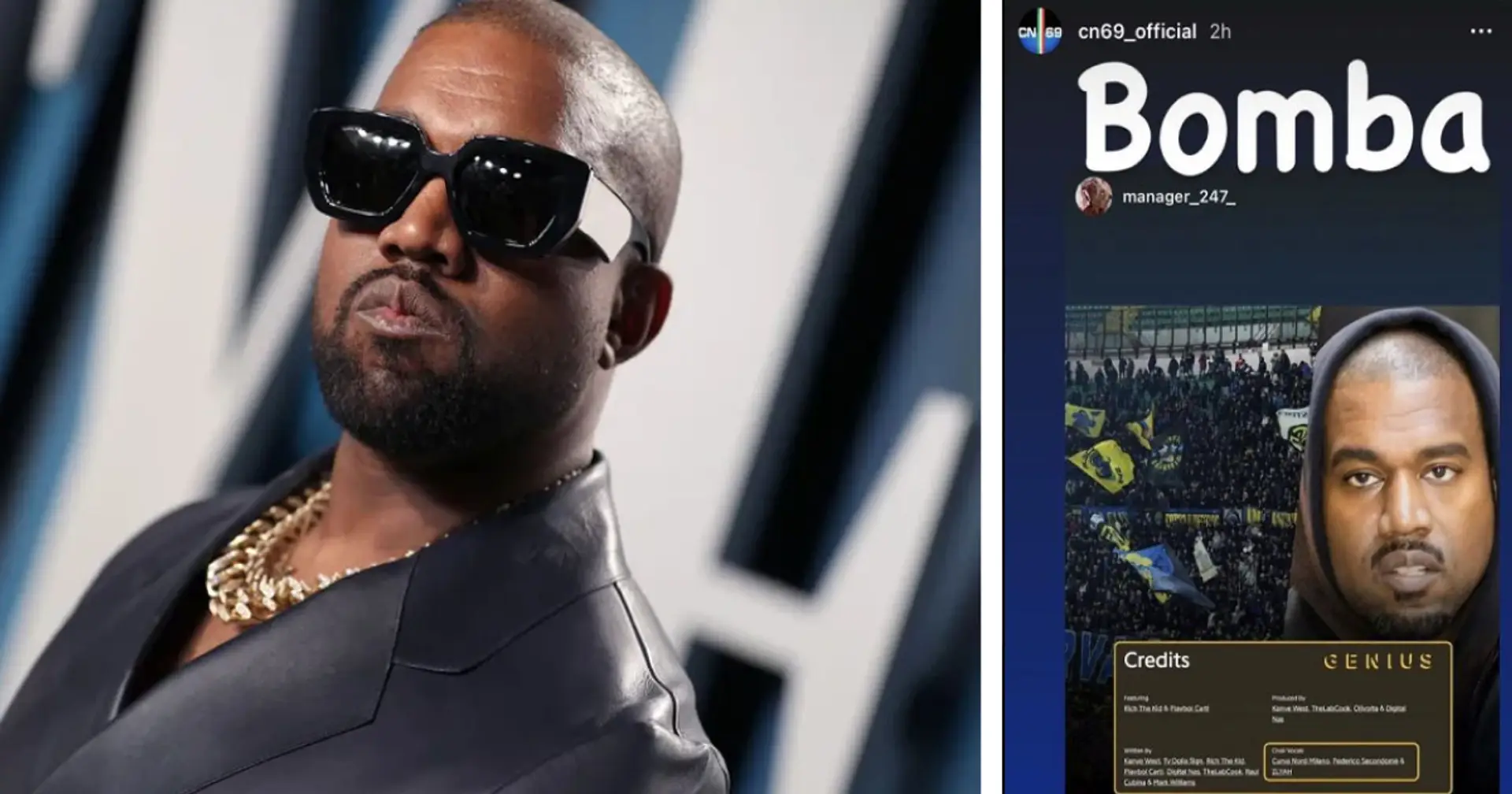 La Curva Nord des ultras de l'Inter figure dans le nouvel album de Kanye West avec les crédits d'écriture officiels de Kanye