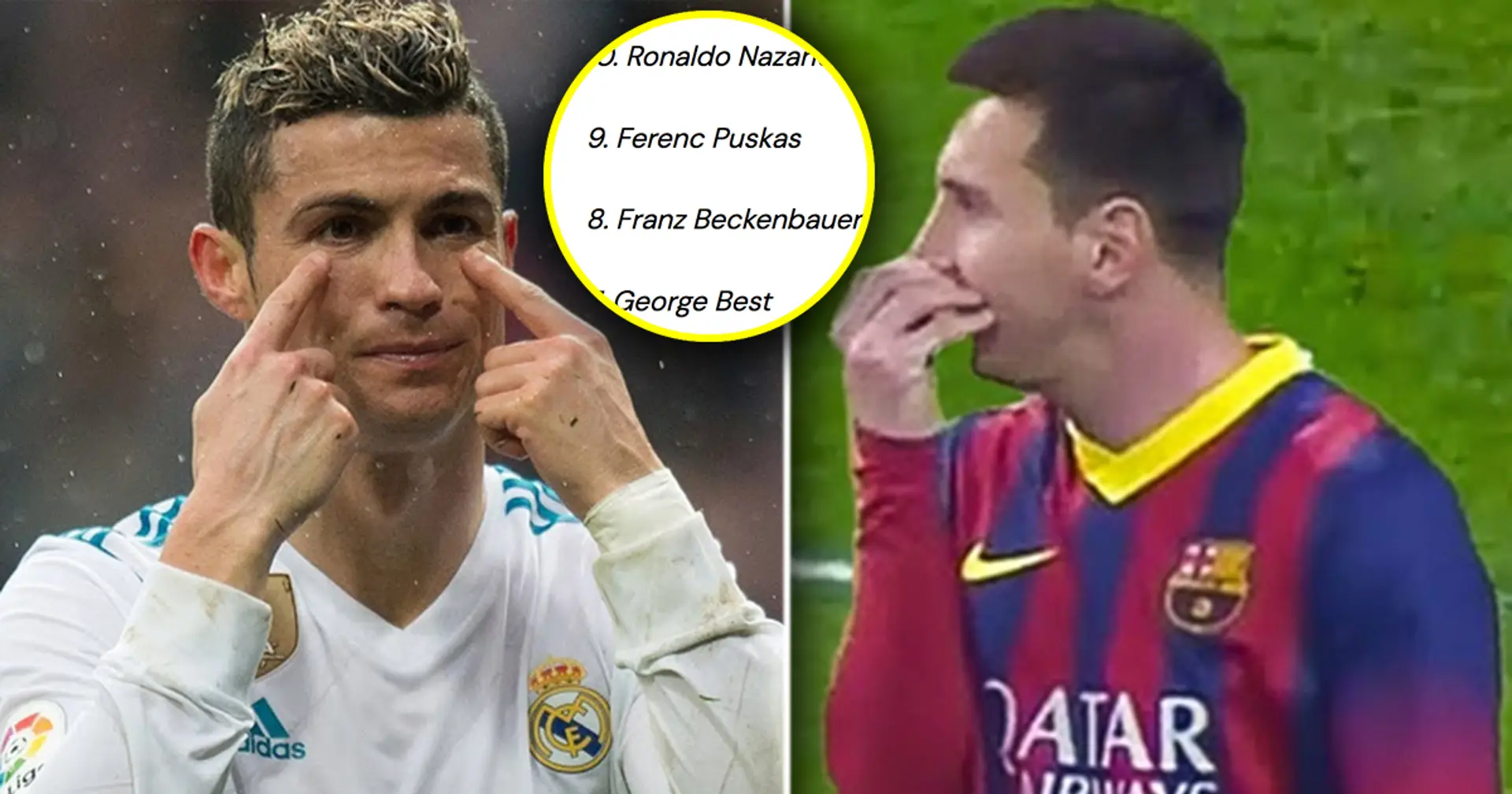 Ronaldo below Messi, 3 more Real Madrid legends in top 10: all-time best players ranked
