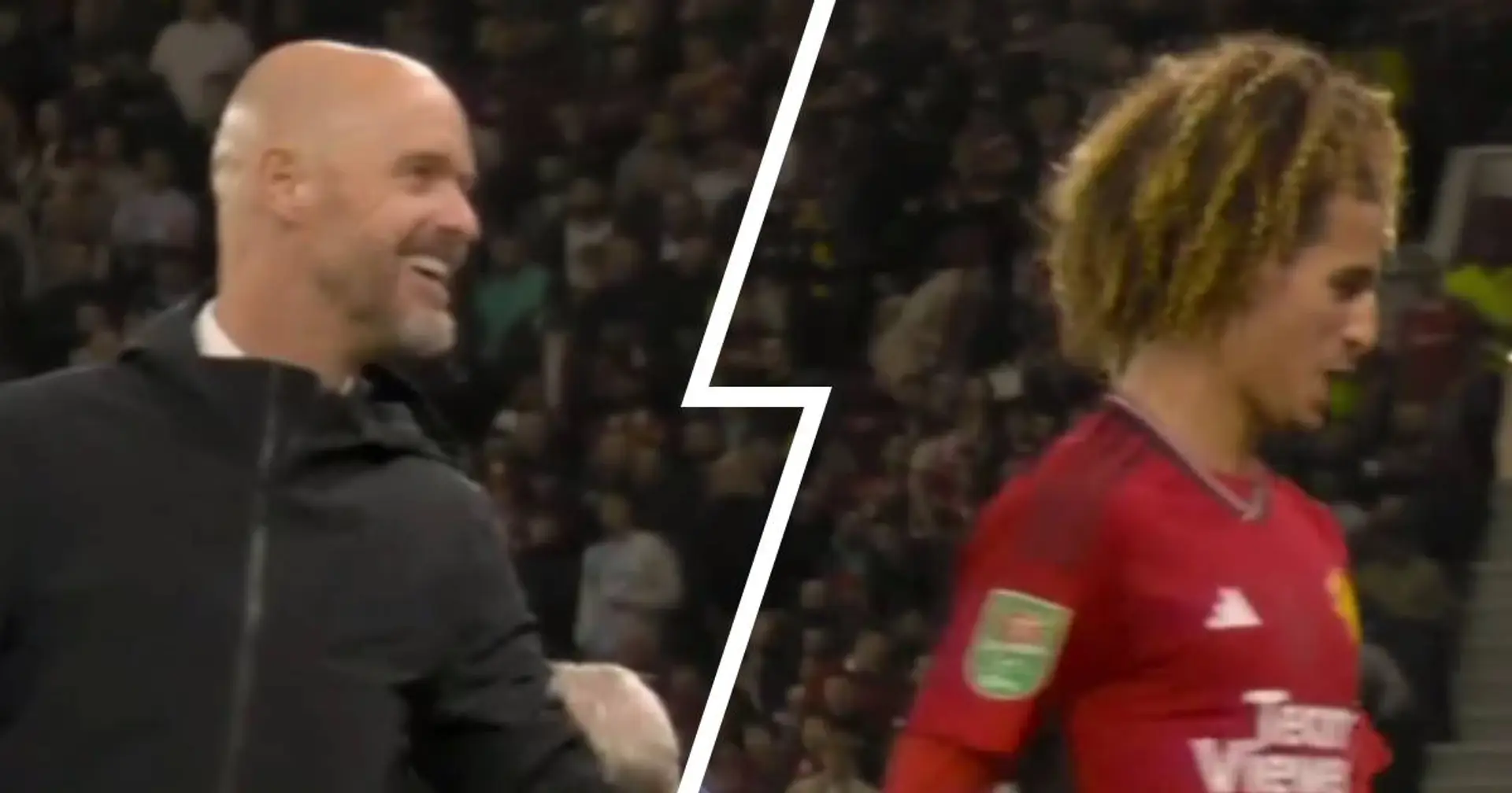 Spotted: Hannibal Mejbri and Erik ten Hag share smiles during Crystal Palace win