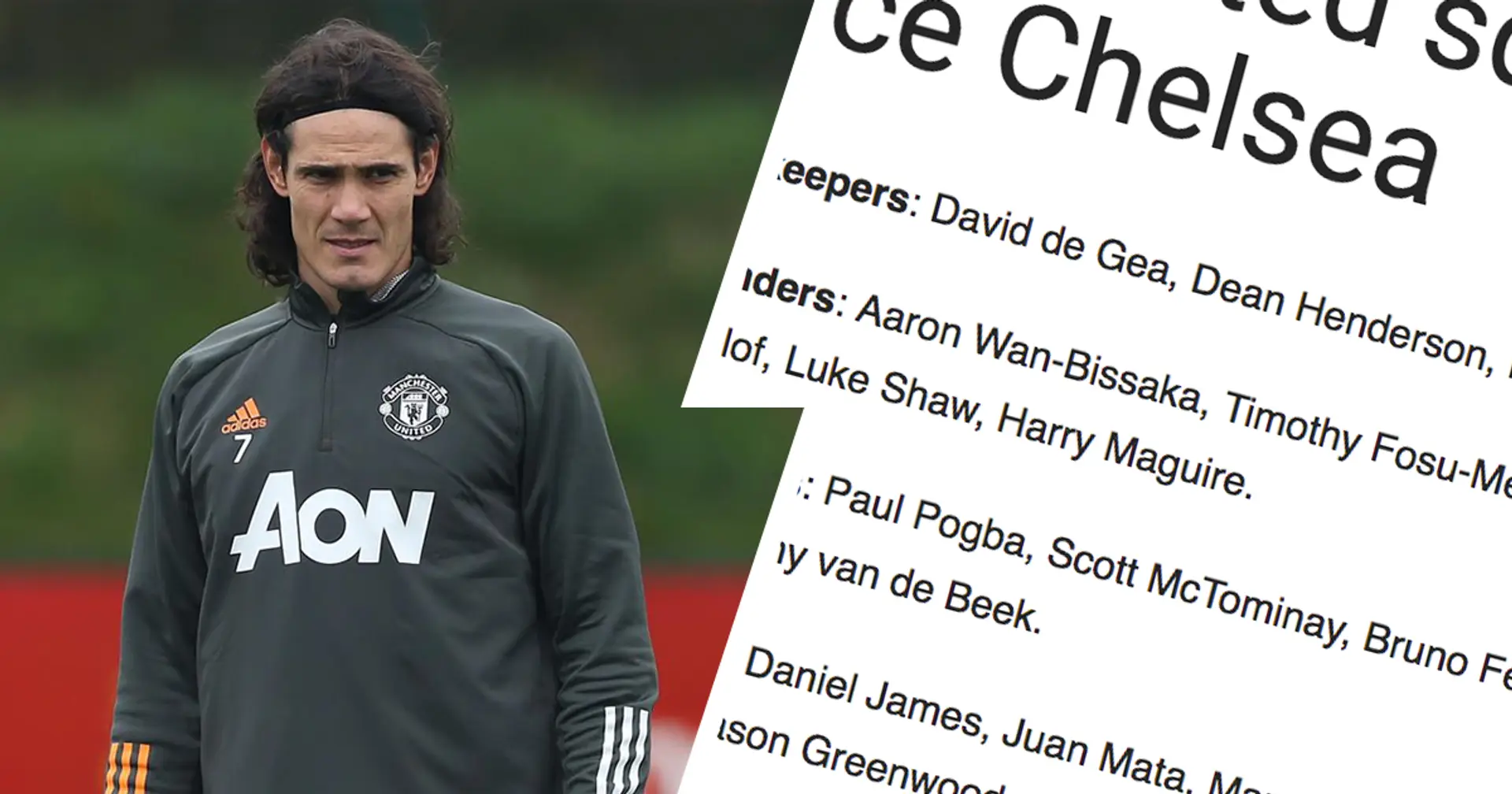 Cavani and Greenwood in: Man United's rumoured squad to face Chelsea