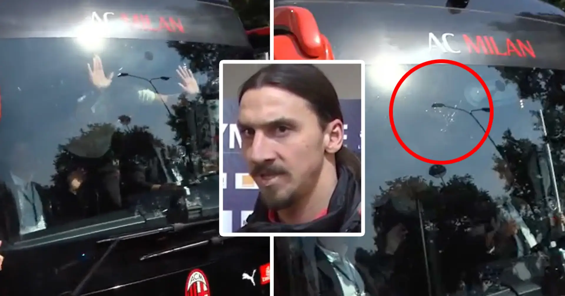 Zlatan Ibrahimovic smashes window of AC Milan team bus while hyping fans up