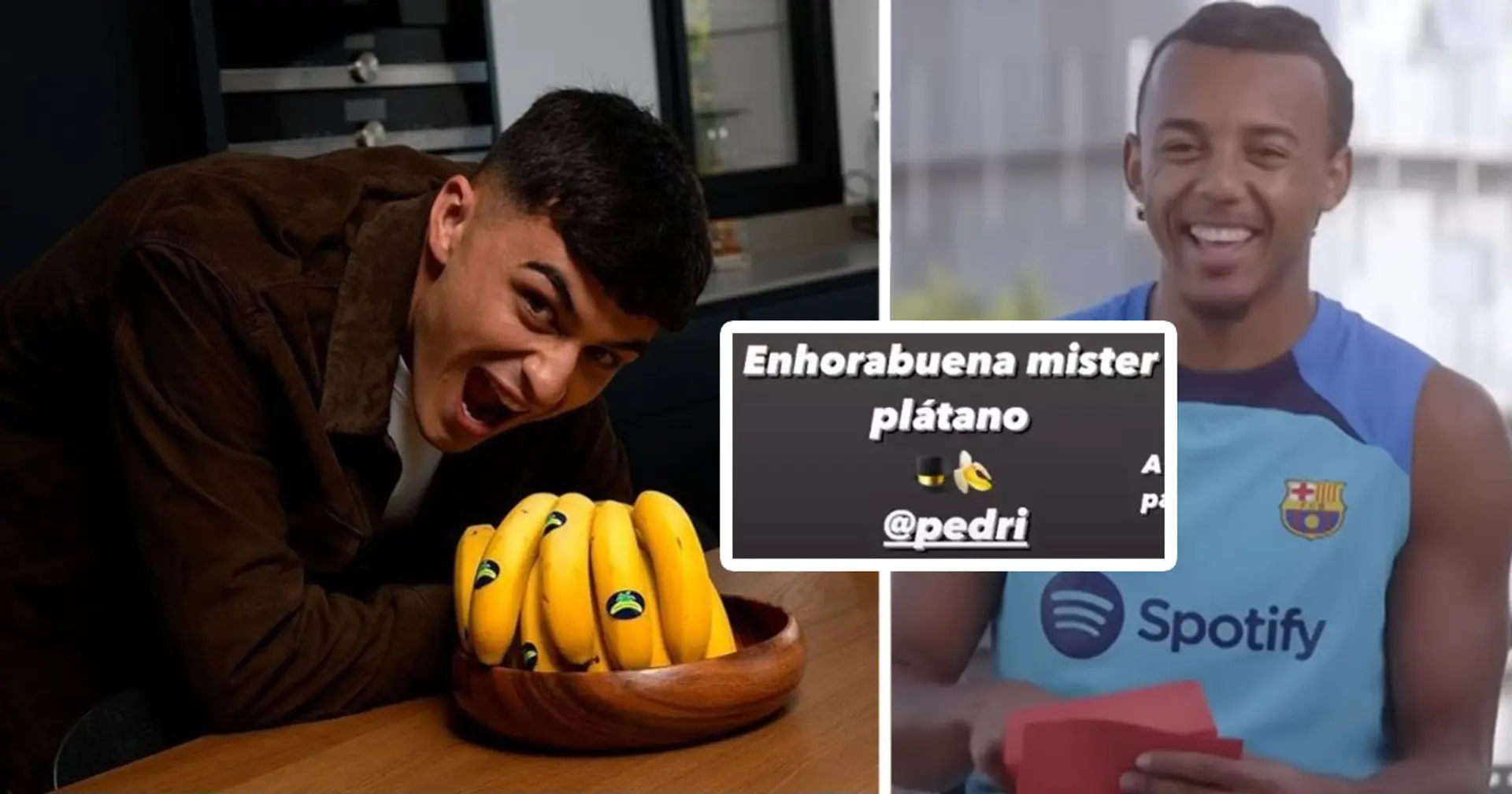 Kounde calls Pedri 'Mr Banana' as he congratulates youngster on 100th Barca appearance - explained why