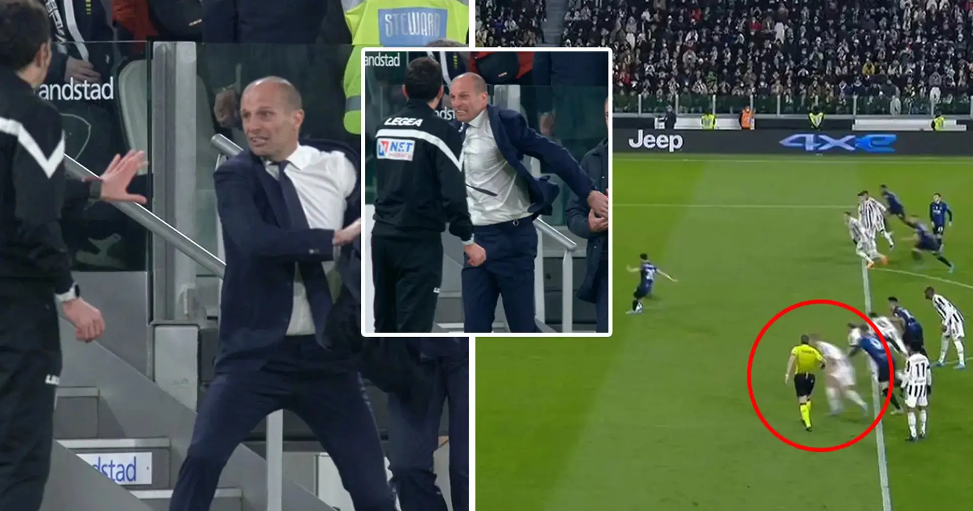 Max Allegri absolutamente furioso después de que el árbitro le otorga al Inter que repita su penalti