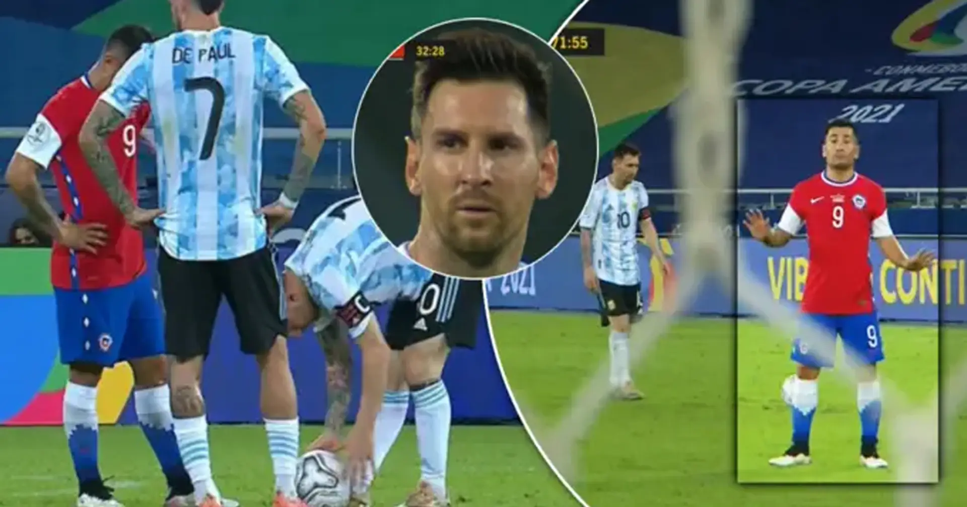 El '9' de Chile tenía la misión especial de detener los tiros libres de Leo Messi