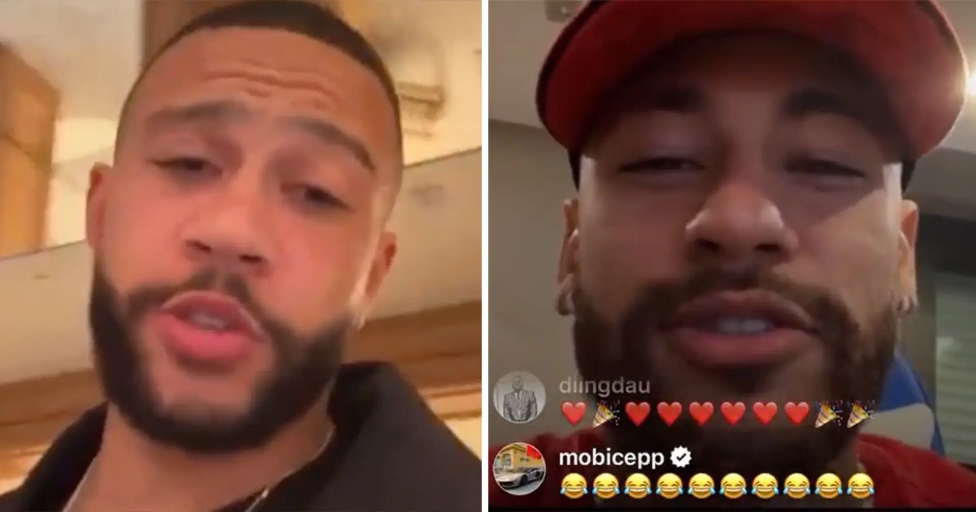 Neymar joins Memphis Depay on Instagram Live and speaks good