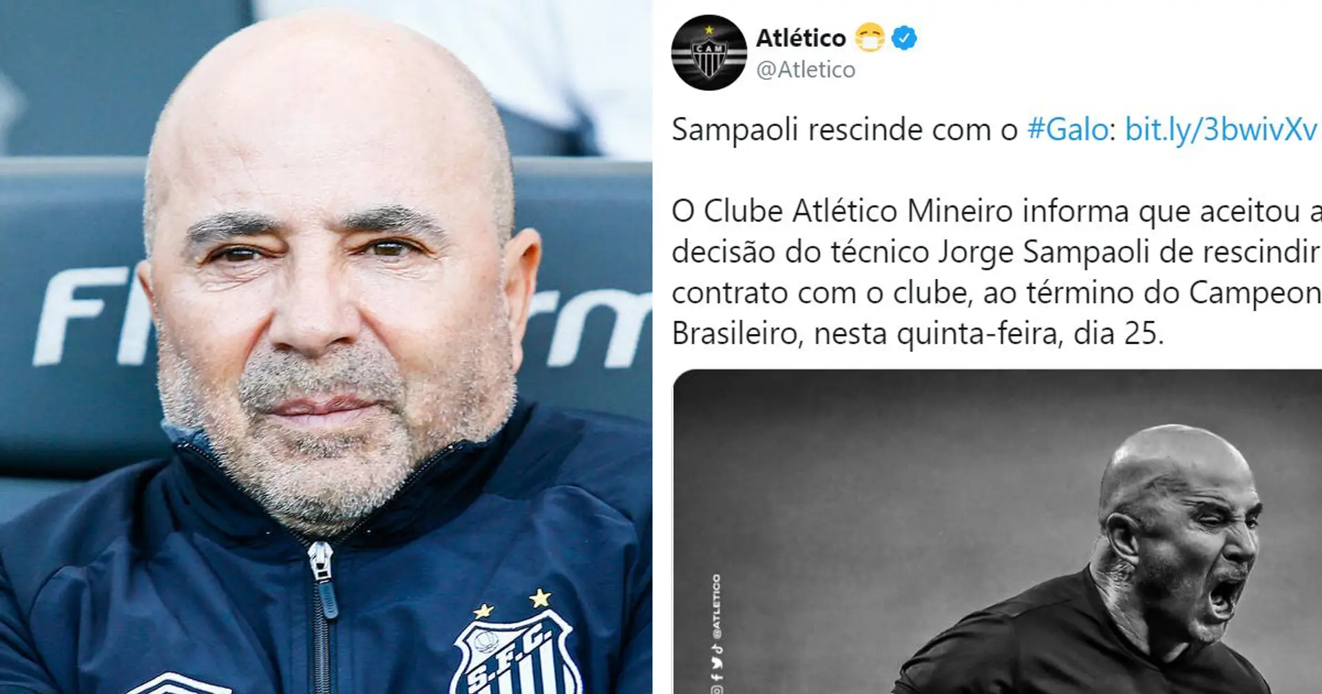 ⚡ L'Atlético Mineiro officialise le départ de Jorge Sampaoli avec un beau message d'adieu