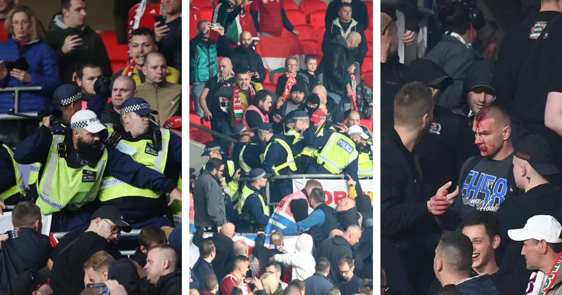 Violence erupts in the stands at Wembley during England vs Hungary clash