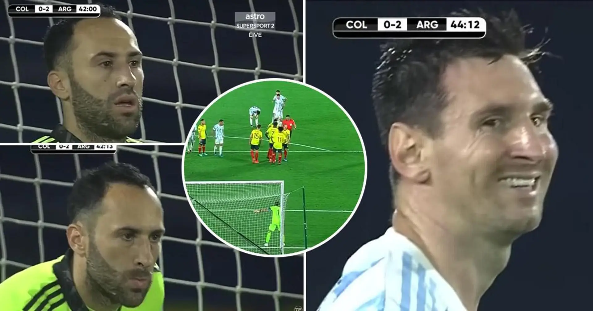 Très méticuleux, Ospina passe 2 minutes à positionner son mur avant d'arrêter le coup franc de Messi