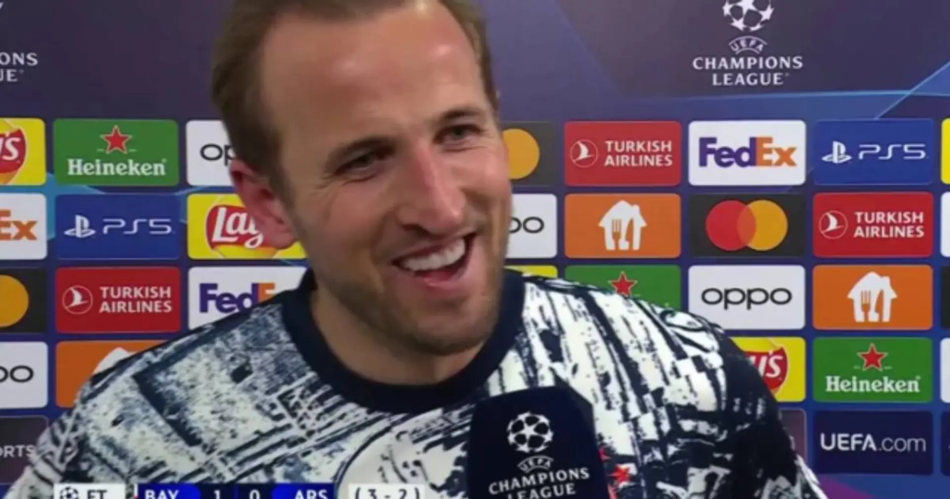 Harry Kane reacts to knocking Arsenal out of Champions League