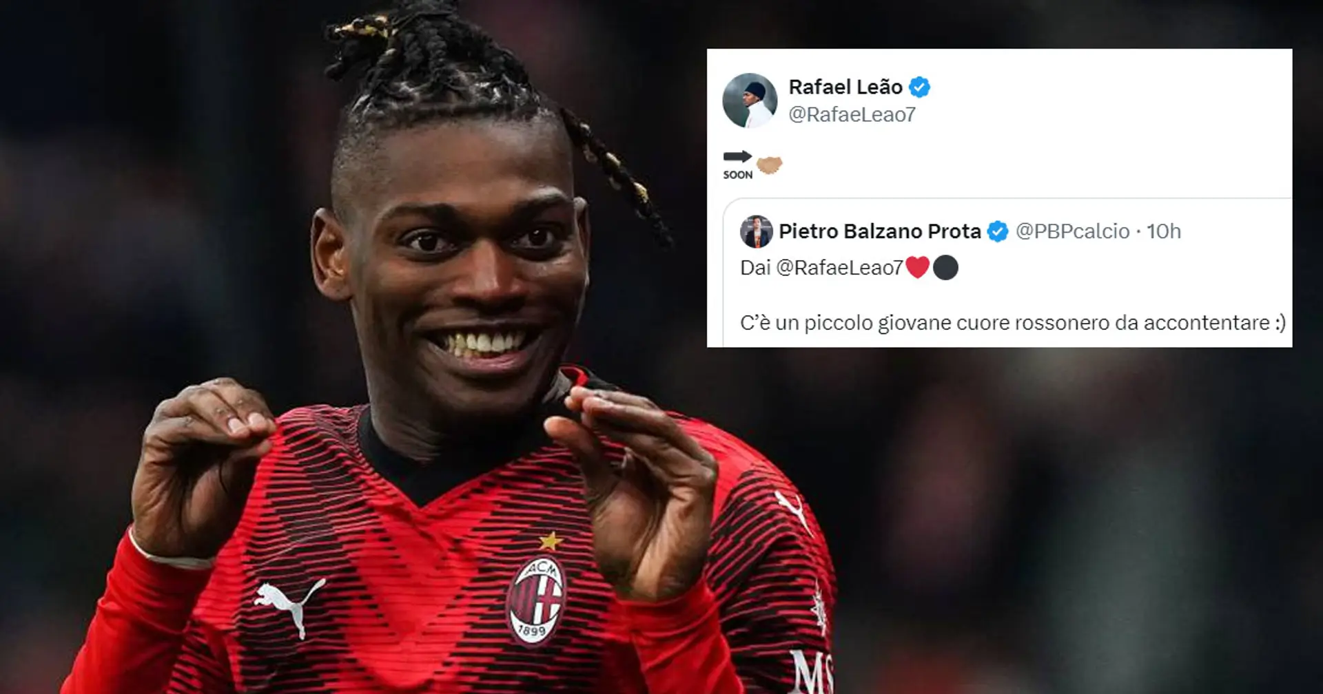 Un giovanissimo tifoso del Milan farà "700km per vedere Rafa Leao": la stella portoghese gli risponde sui social