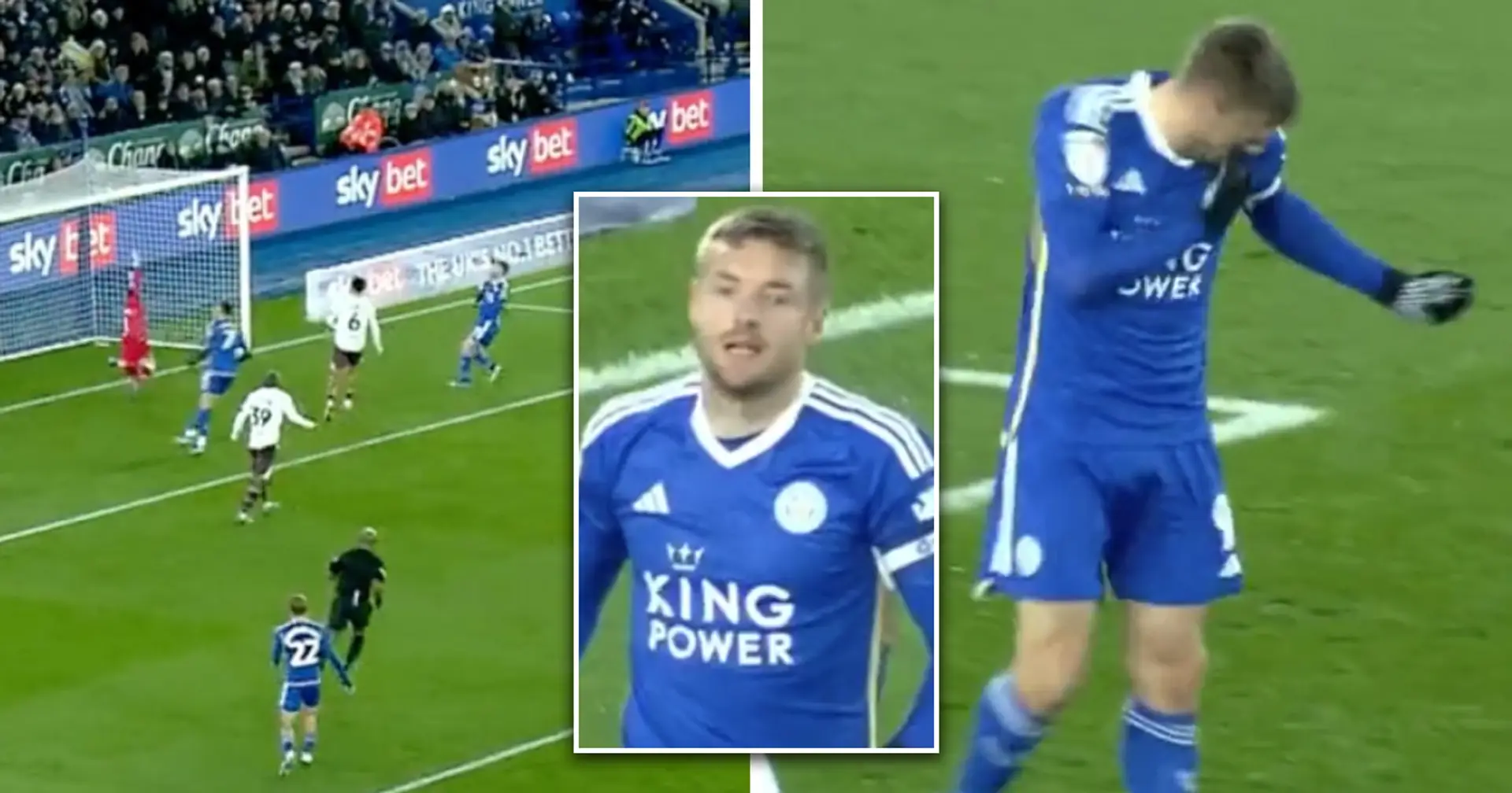 Jamie Vardy spotted punching himself in the face after missing open goal against Watford 