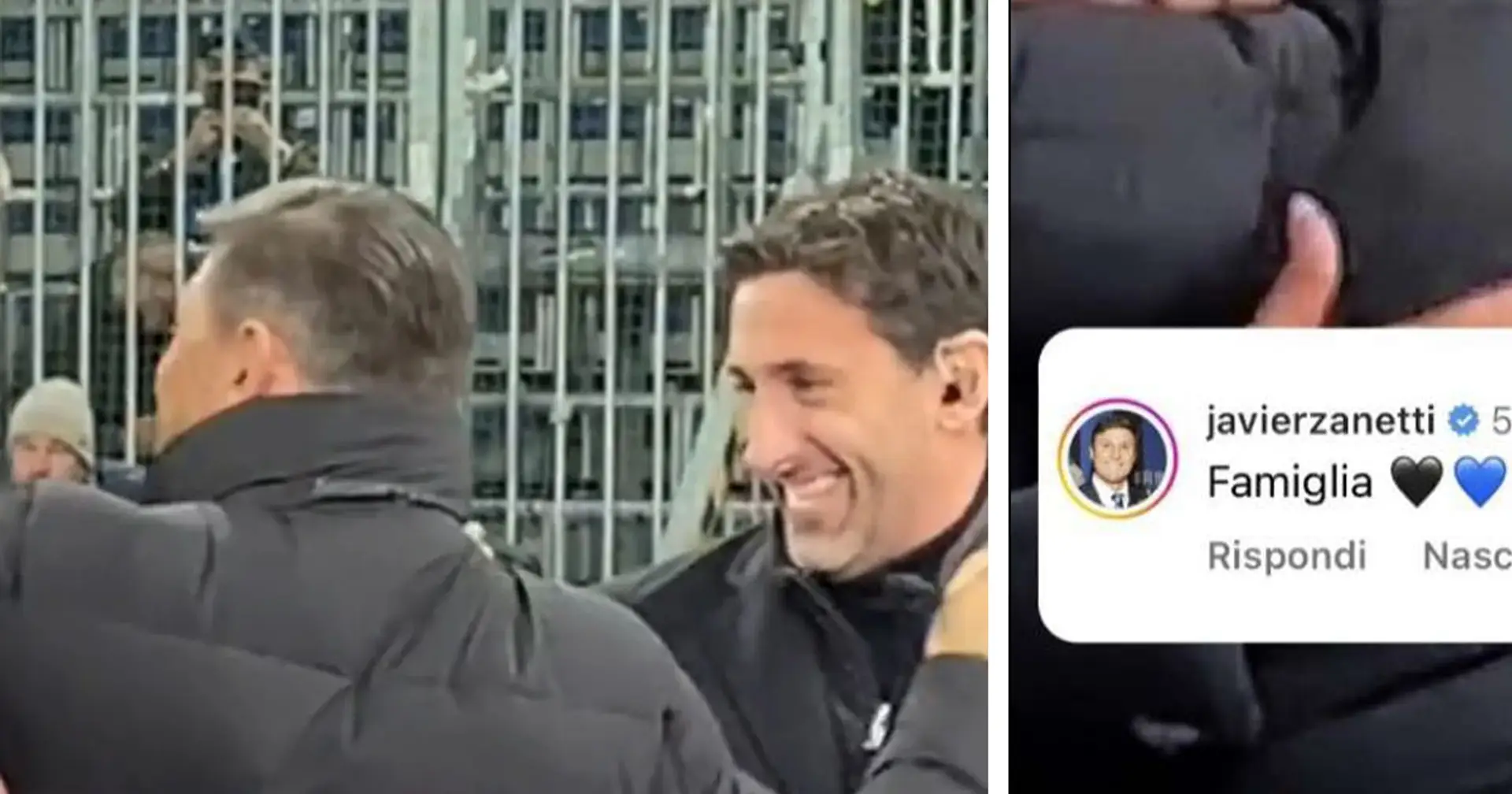 "Famiglia", il commovente commento di Zanetti all'abbraccio con gli eroi del Triplete dell'Inter catturato dalle telecamere