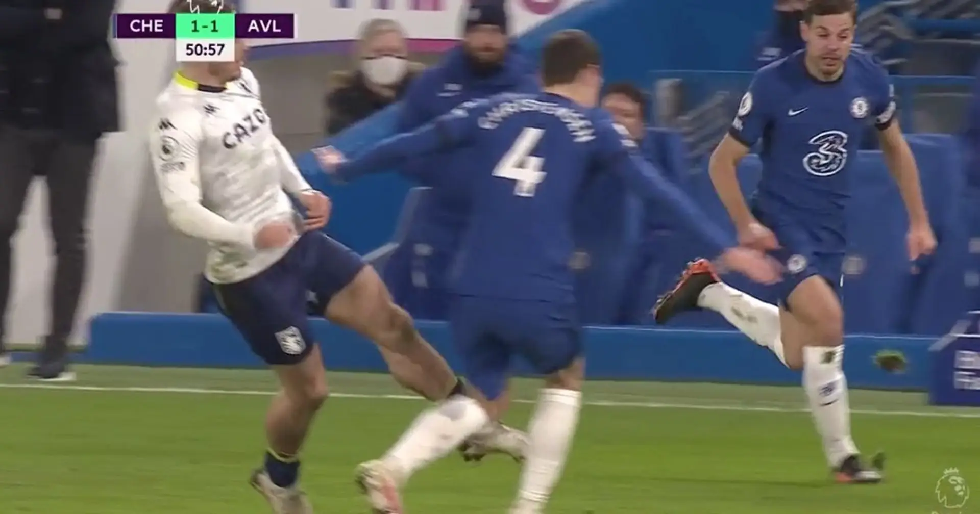 Grealish appears to have fouled on Christensen in build-up to Villa's equaliser - VAR keeps silent