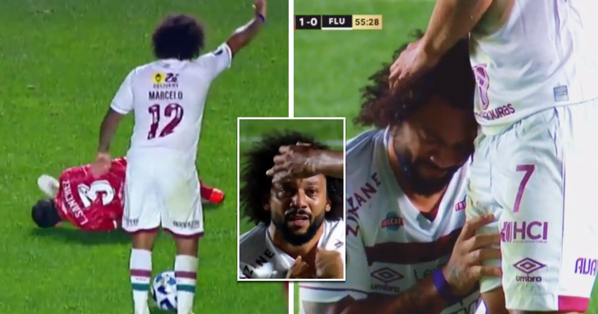 Marcelo causes NSFW leg break by inadvertently stomping on opponent's leg while dribbling