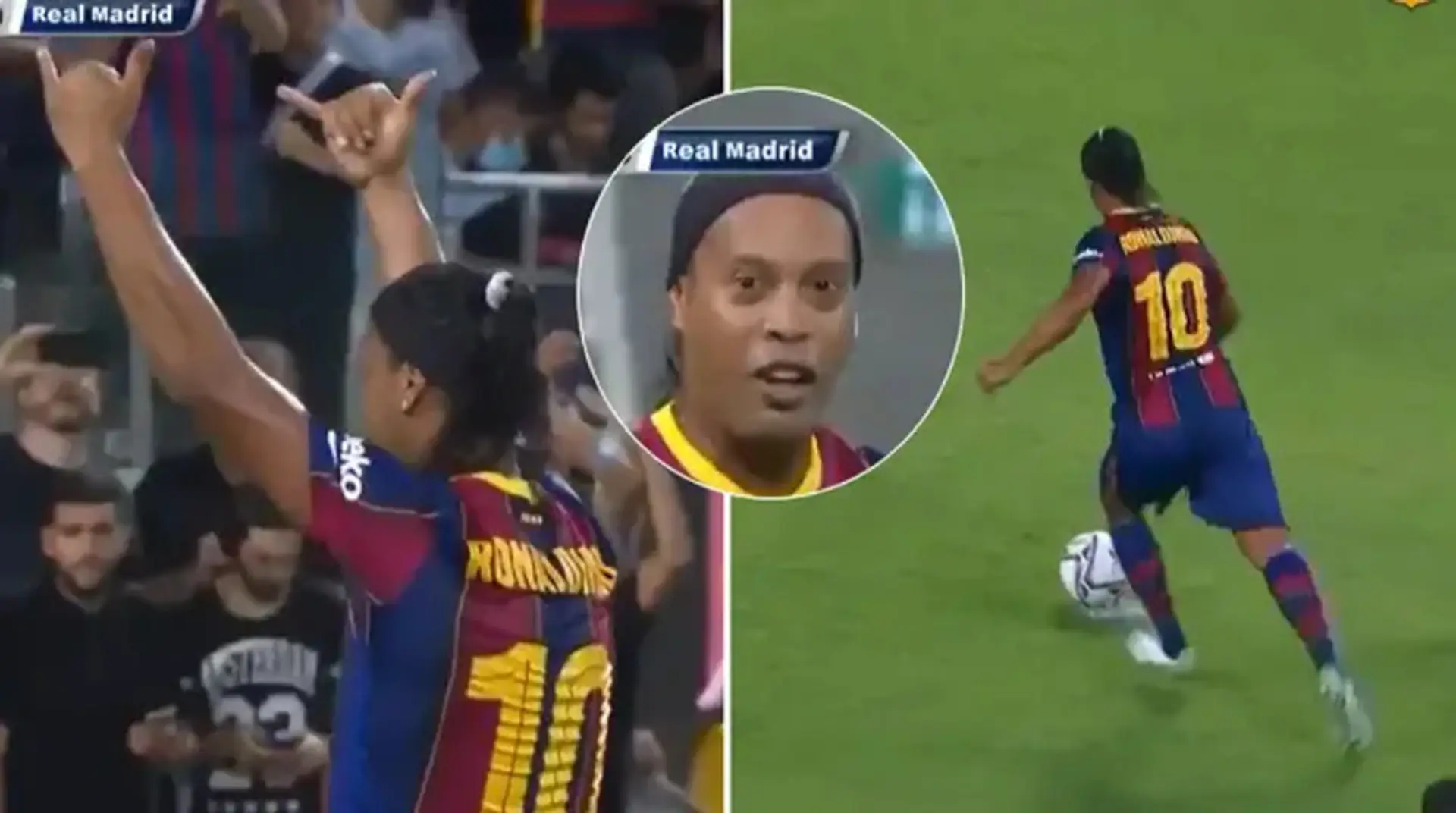 Ronaldinho anota un penalti característico en el Clásico amistoso de leyendas