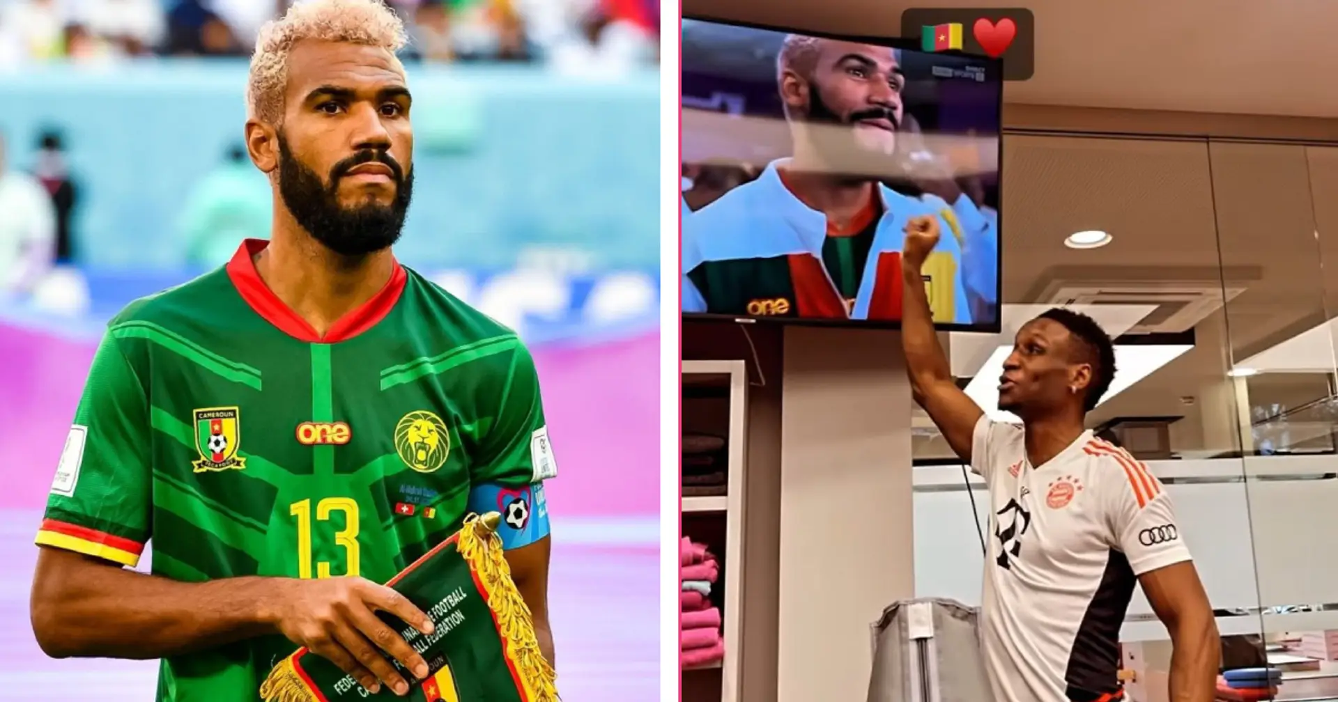 Cooles Bild: Sarr drückt Choupo-Moting die Daumen vor dem Spiel Kamerun vs. Schweiz