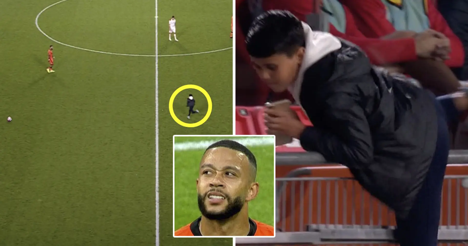 Little kid invades pitch to take selfie with Depay, Memphis' reaction spotted