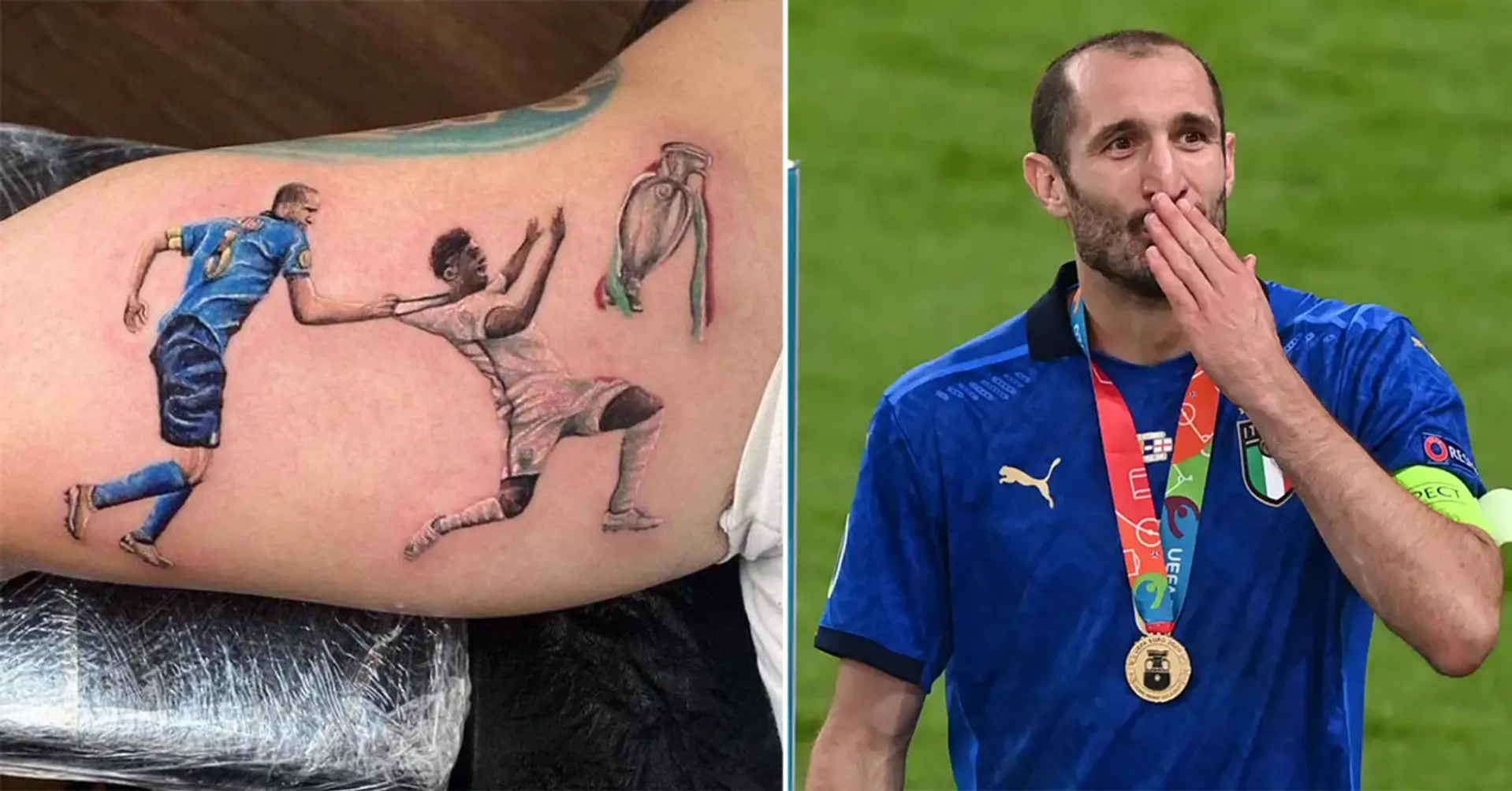 Ein Italiener wird viral, nachdem er sich ein unglaubliches Tattoo von Giorgio Chiellini und Bukayo Saka stechen ließ