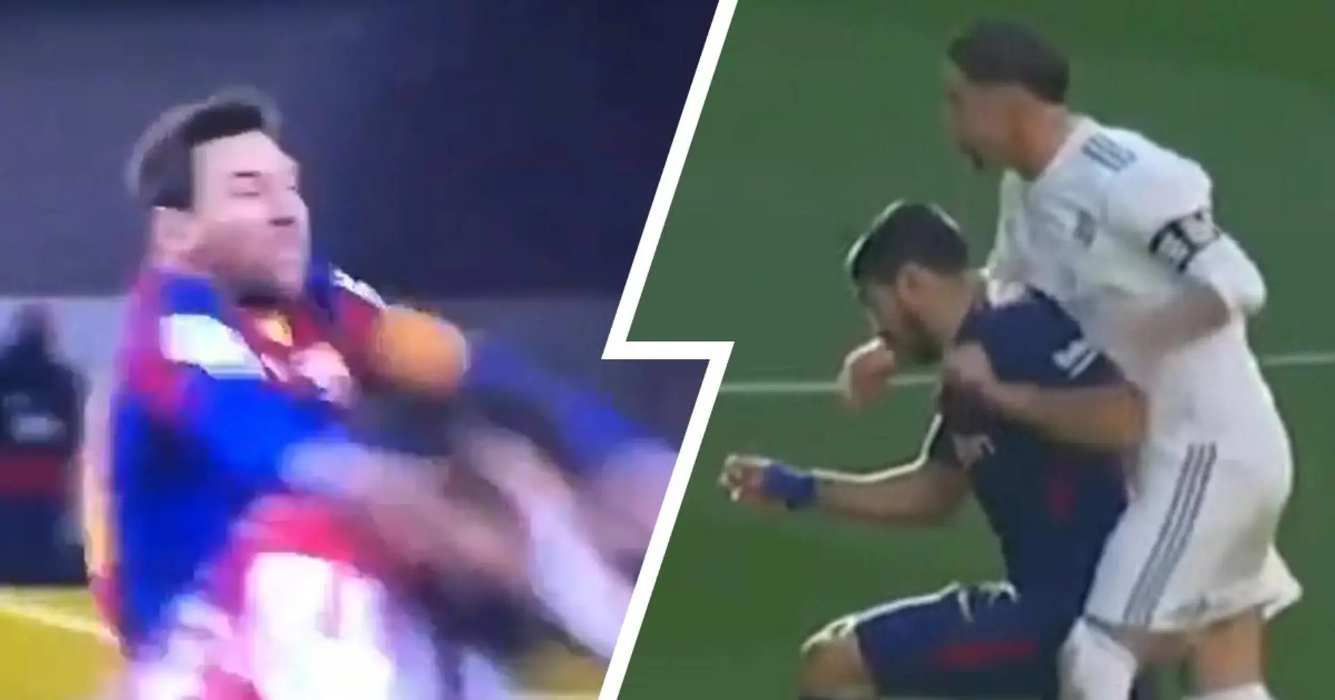 Des images montrent que Sergio Ramos n'a récolté qu'un carton jaune pour un coup très brutal contre Luis Suarez tandis que Leo Messi a été expulsé contre Bilbao
