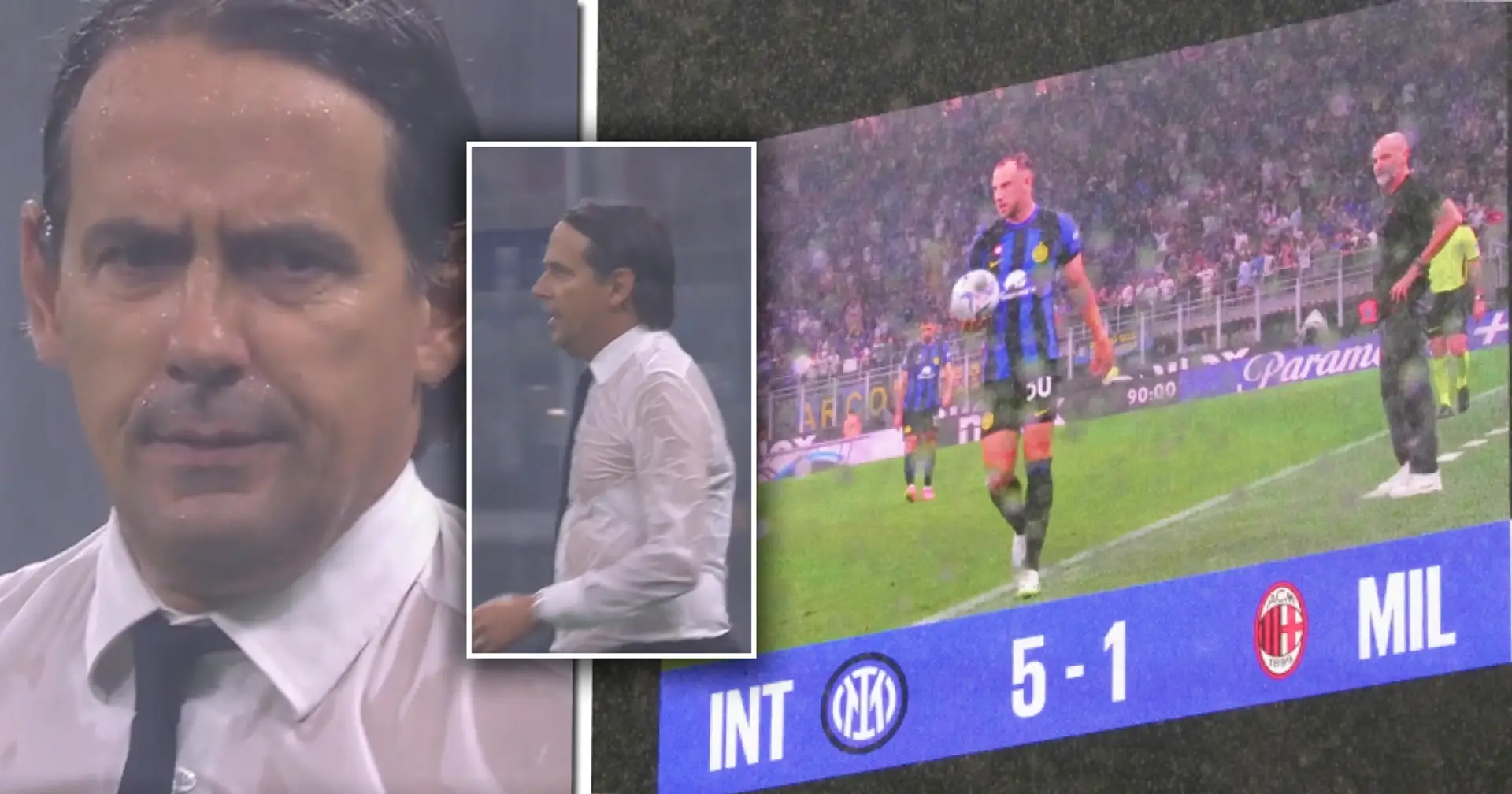 'Now imagine Big Sam like that': Fans react to Simone Inzaghi soaked to the bone in Milan derby