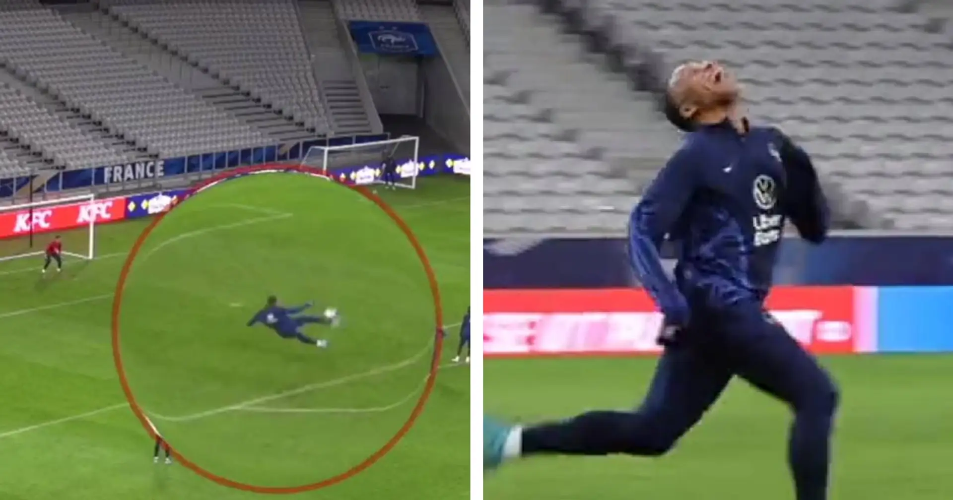 Mbappé marque un superbe but d'une volée acrobatique en entrainement - sa réaction est tout aussi belle (vidéo)