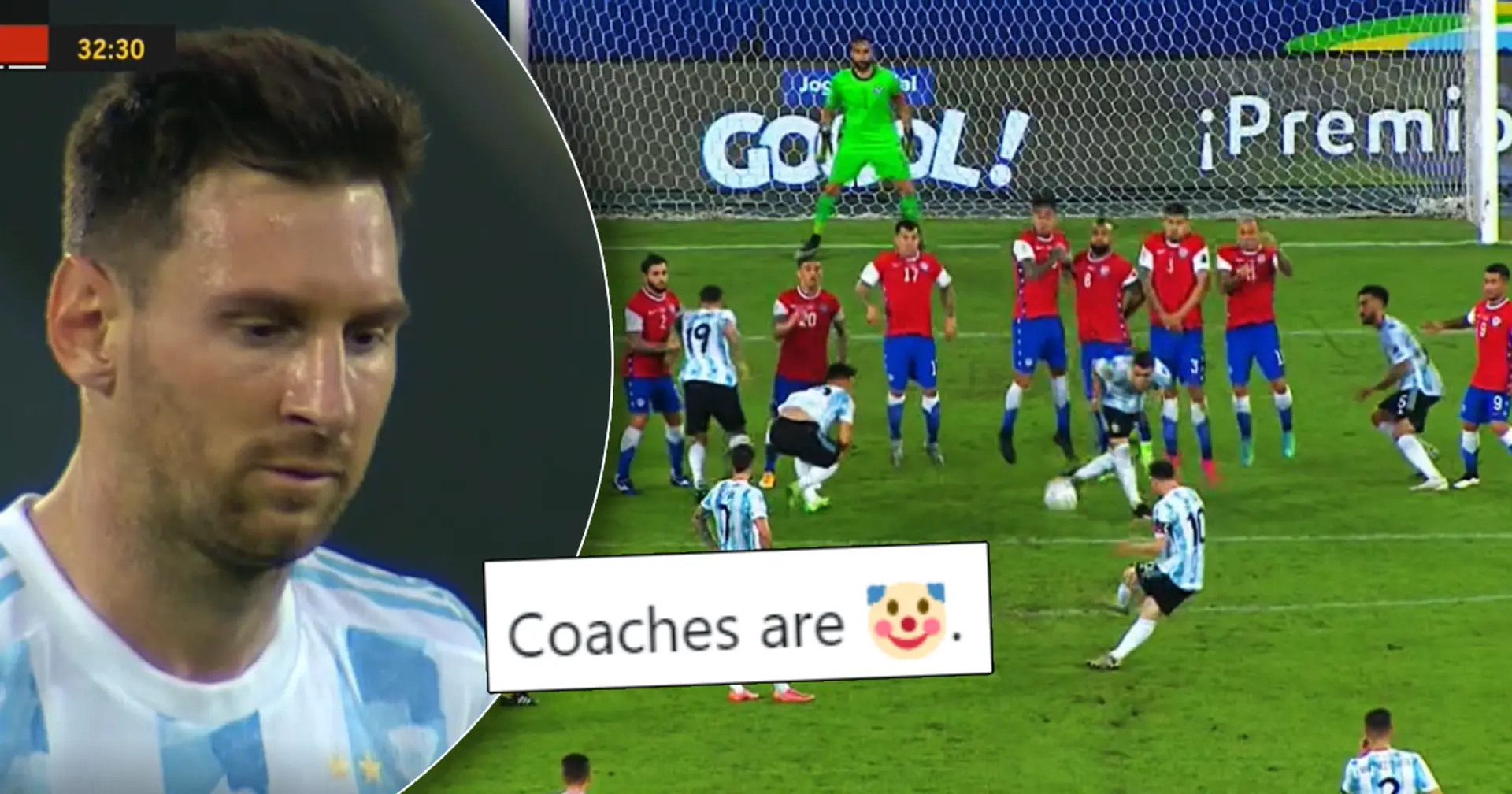 Chile puts up massive wall to defend Messi's free-kick – fan pokes big hole in it like Leo did