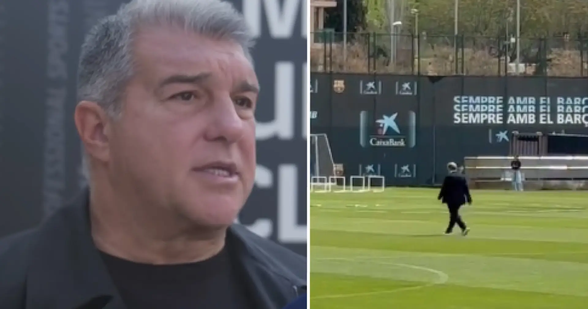 Caught on camera: Barca president storms team training – heads straight to hug one person