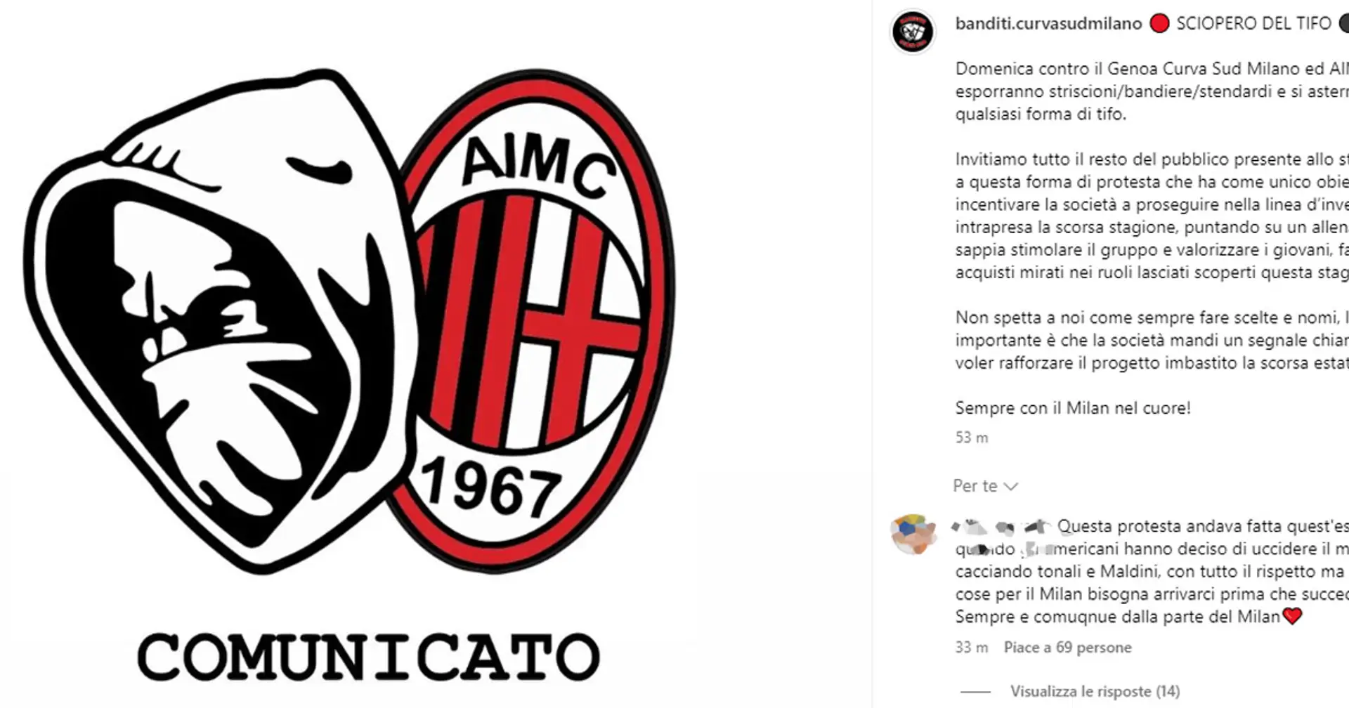 La Curva Sud rossonera annuncia lo sciopero del tifo per Milan-Genoa: il comunicato