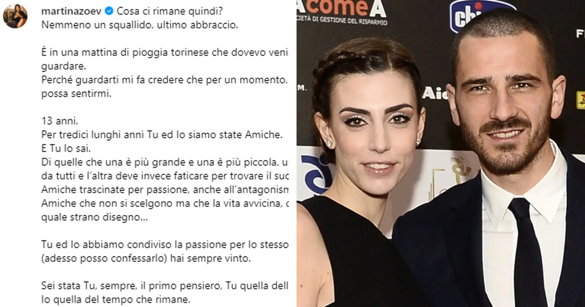 "Ti ho odiata. Buona vita": la lettera aperta della moglie di Bonucci alla Juventus sui social