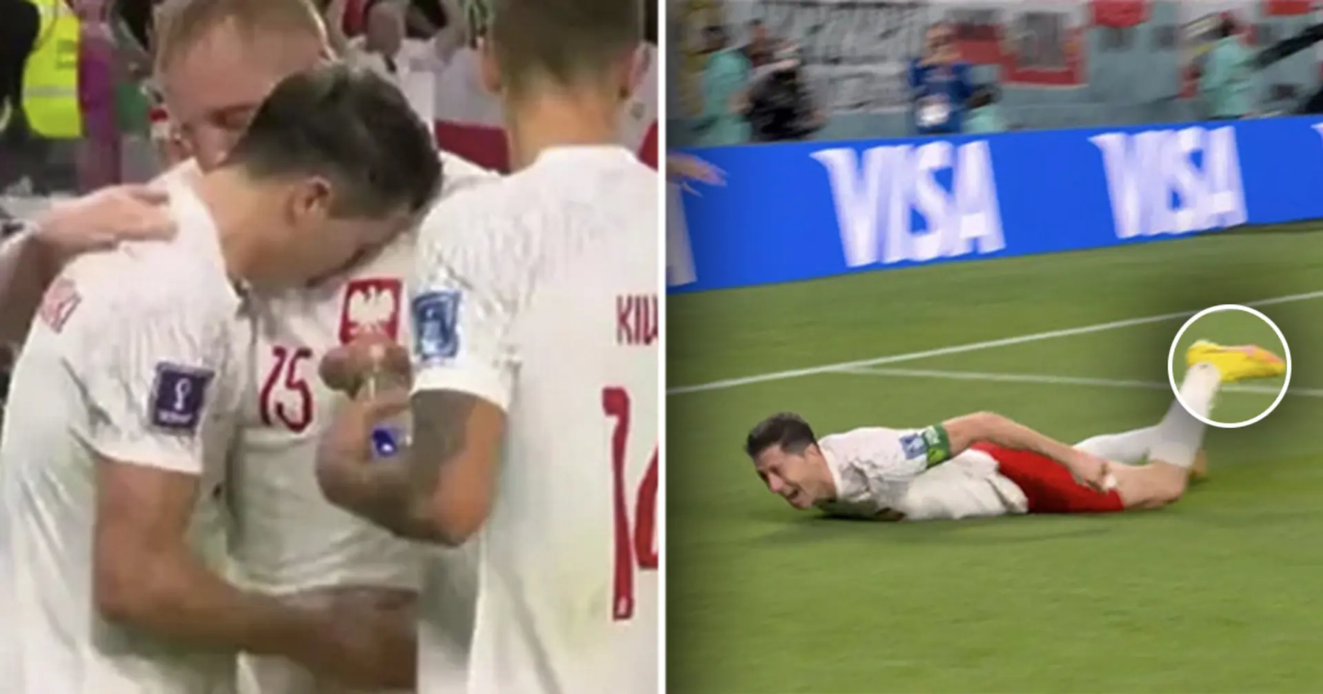 Spotted: One thing Lewandowski did at half time before finally scoring his first-ever World Cup goal