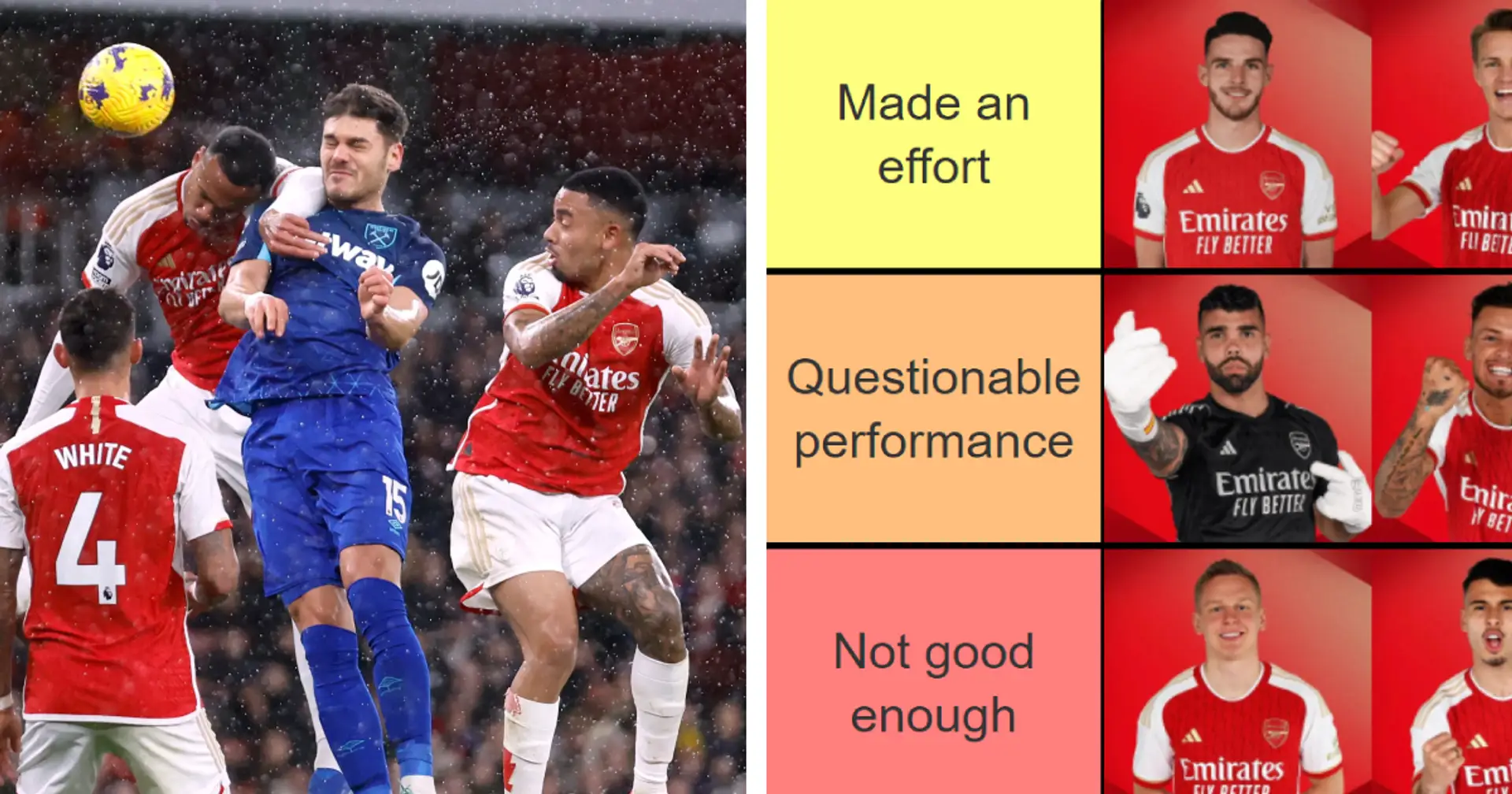 Disappointment all around: Arsenal's performance tierlist for West Ham defeat