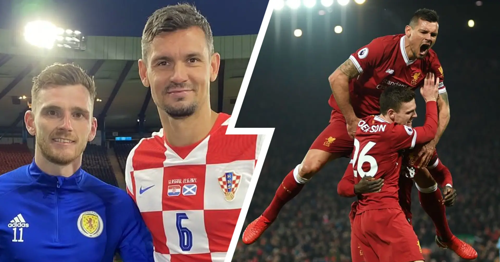 Old friends: Heartwarming moment as Lovren and Robertson catch up with one another following Euros clash