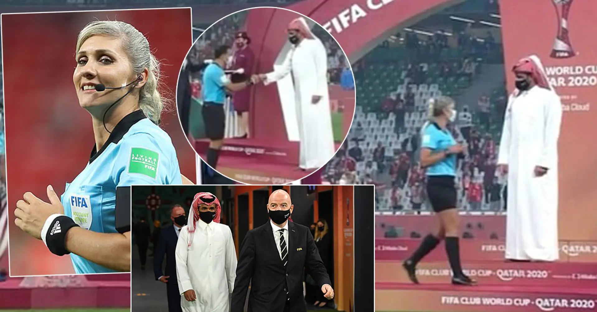 Caught on camera: Qatar Sheikh refuses to shake hands with female referee after Bayern win and ignores her