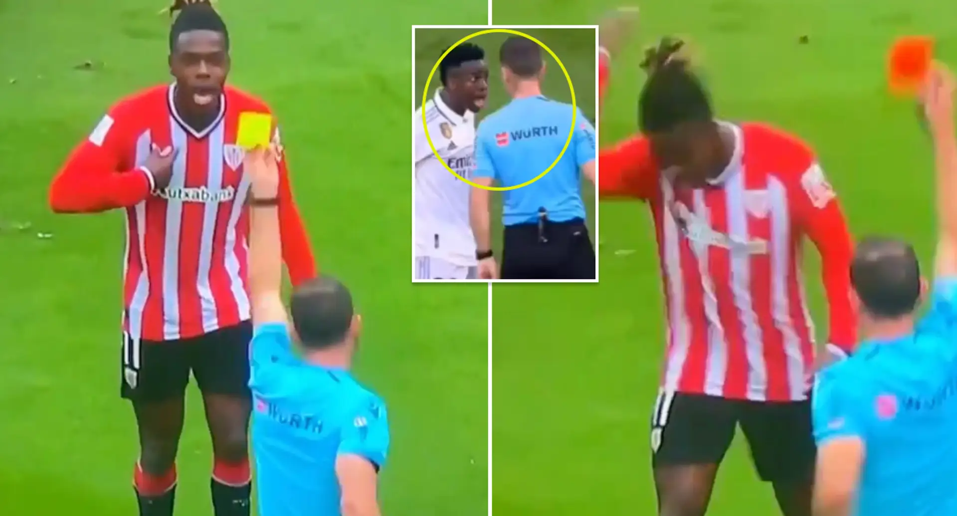 Nico Williams sent off for Bilbao for gesturing at ref – Vinicius only got yellow for SAME thing