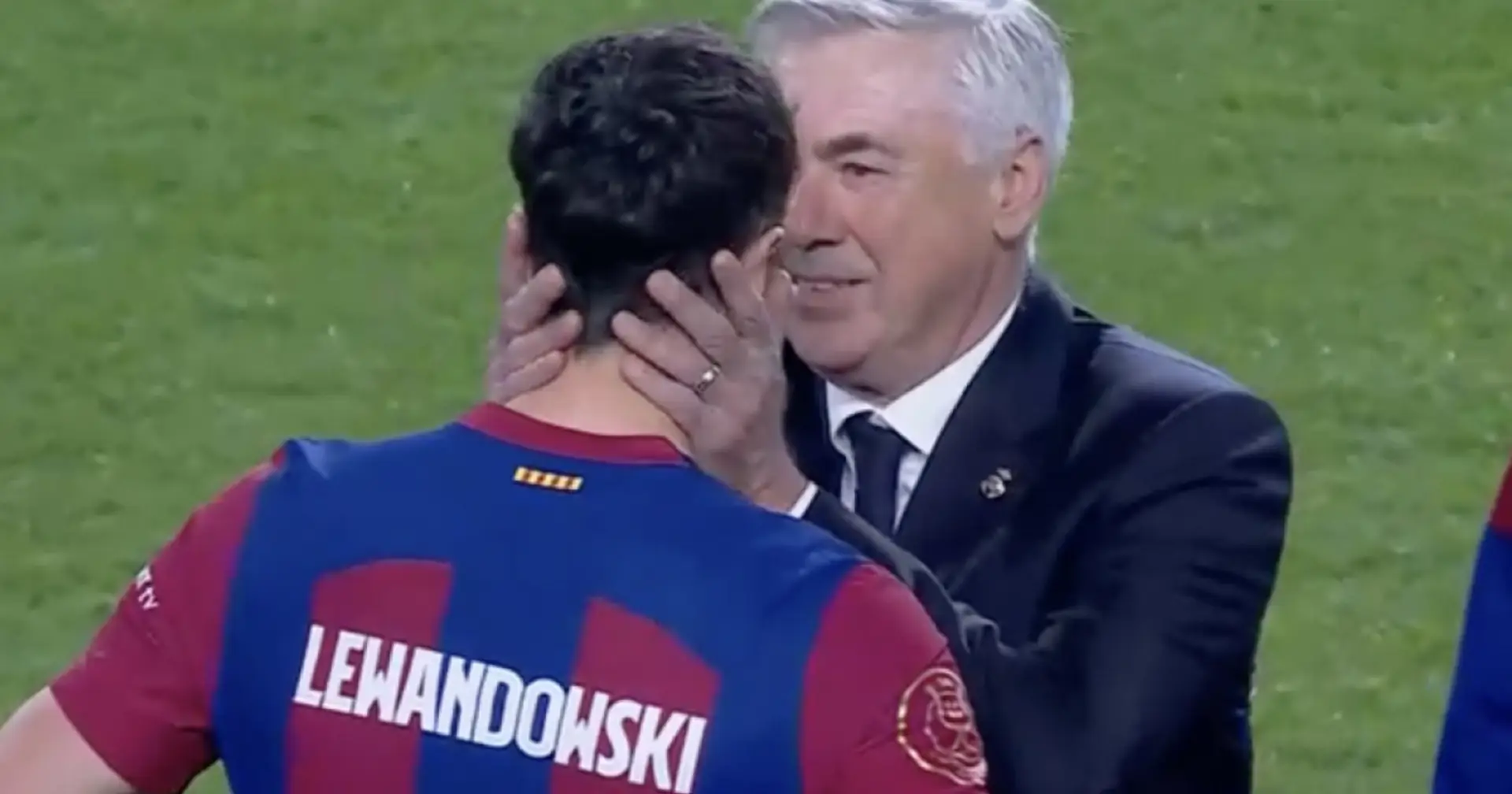 Ancelotti spotted comforting Lewandowski after Barca's Supercopa loss