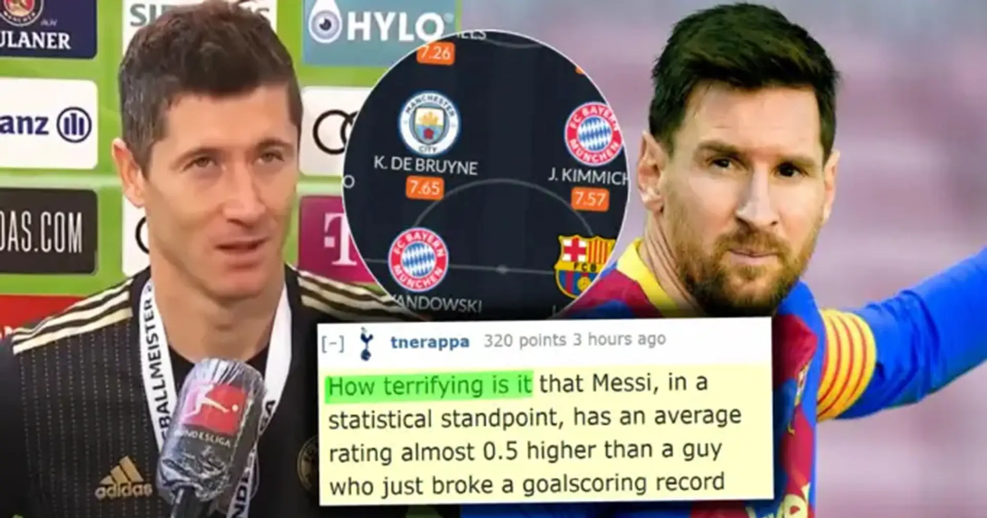 Messi es el mejor del equipo de la temporada de las 5 principales ligas europeas - Leo tiene mejor promedio que Lewandowski