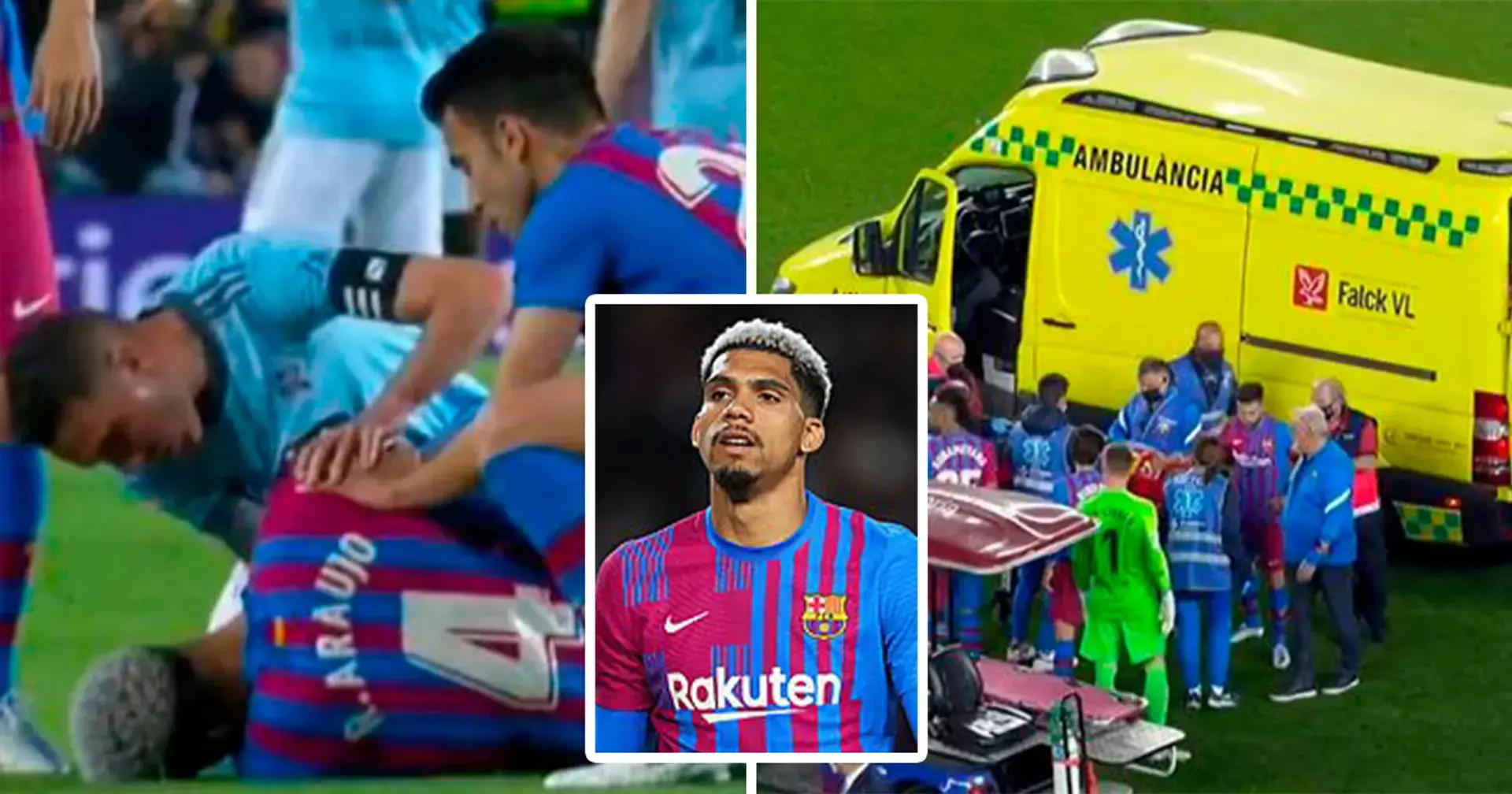 El defensa del Barcelona, Araujo pierde brevemente la conciencia tras un choque de cabezas y se le llevan una ambulancia