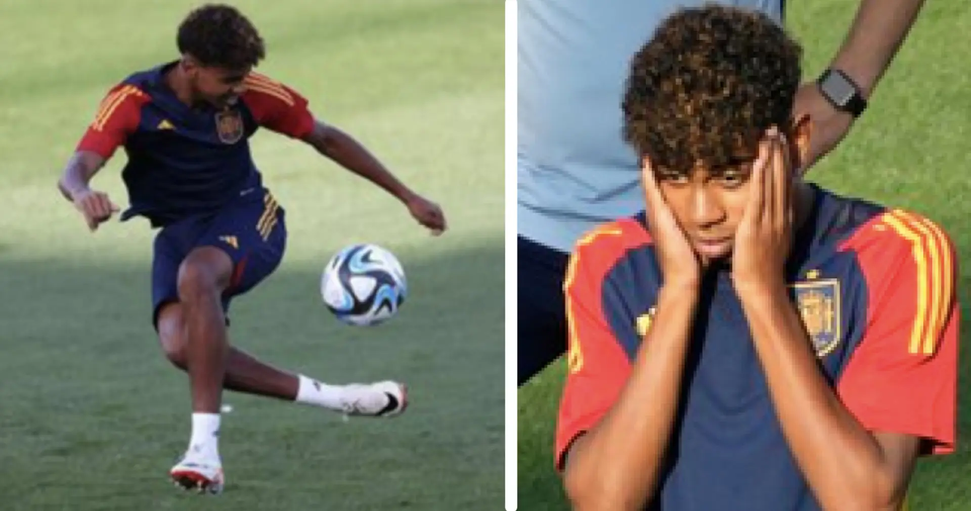8 pics as Lamine Yamal trains with Spain for the first time