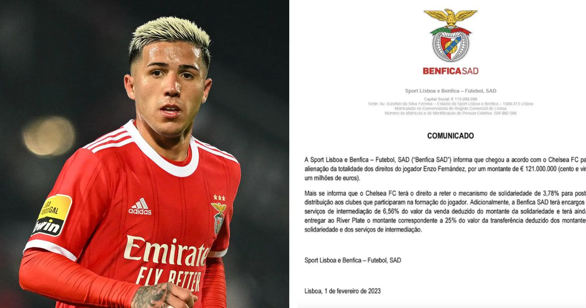 Benfica confirm record-breaking agreement for Enzo Fernandez with Chelsea — transfer still not official yet