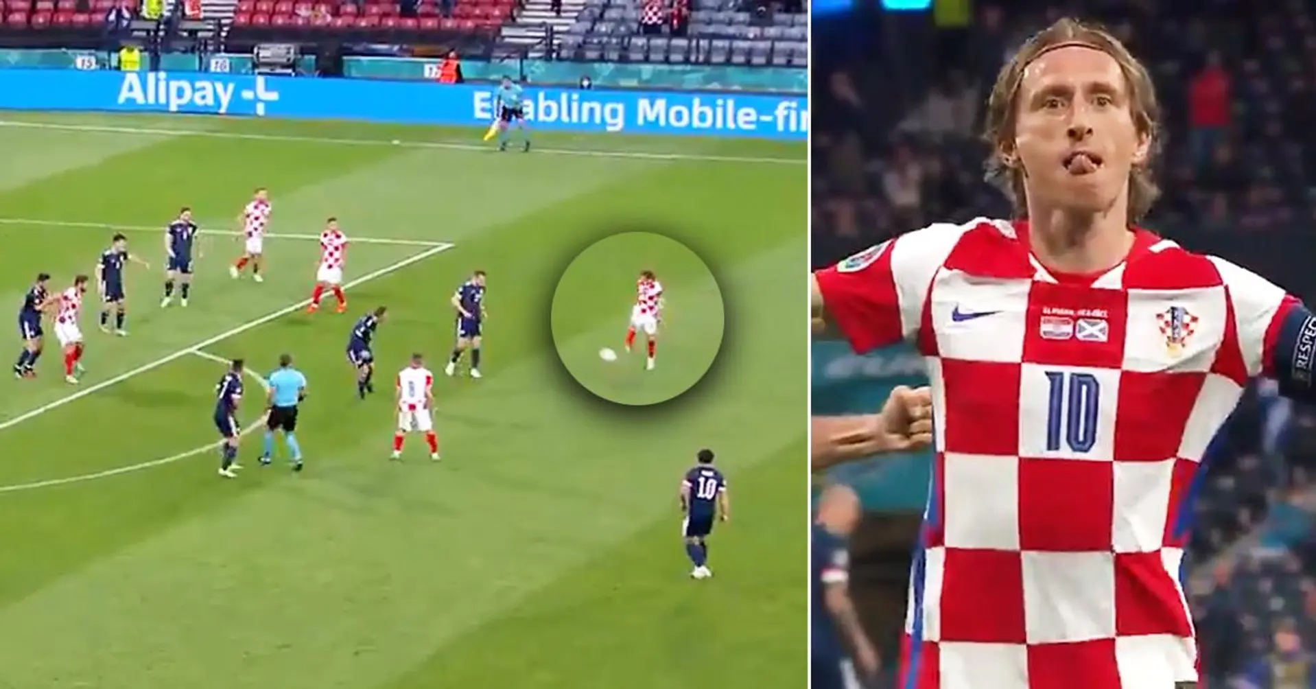 Luka Modric stordisce la Scozia con un goal inaspettato in stile Quaresma 9 secondi dopo aver passato il pallone allo stesso modo